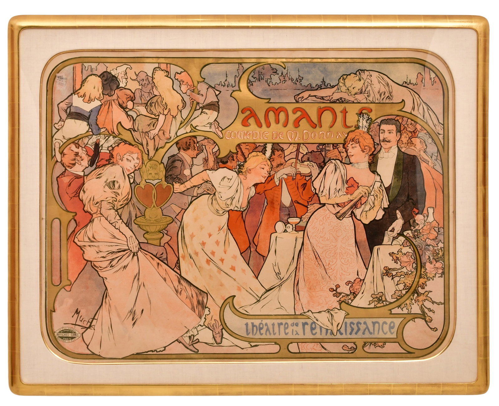 Alphonse Mucha (Czech, 1860-1939), "Amants - Theatre de la Renaissance" (1 of 4)