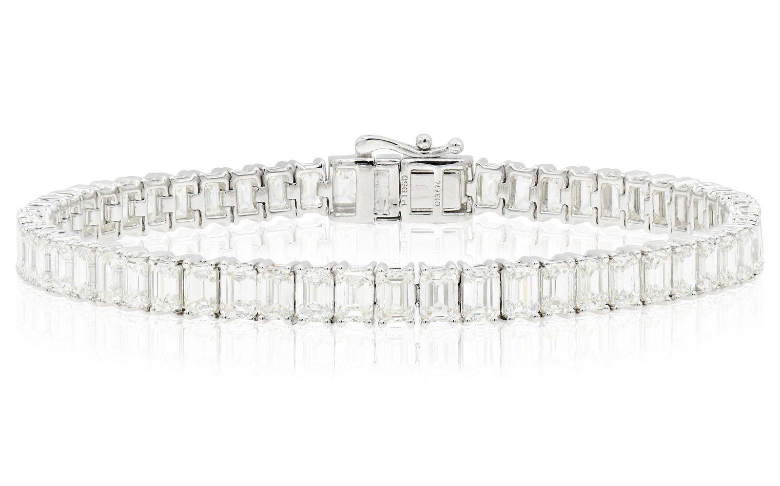 Platinum & 12.87 Carat Emerald Cut Diamond Tennis Bracelet (1 of 4)