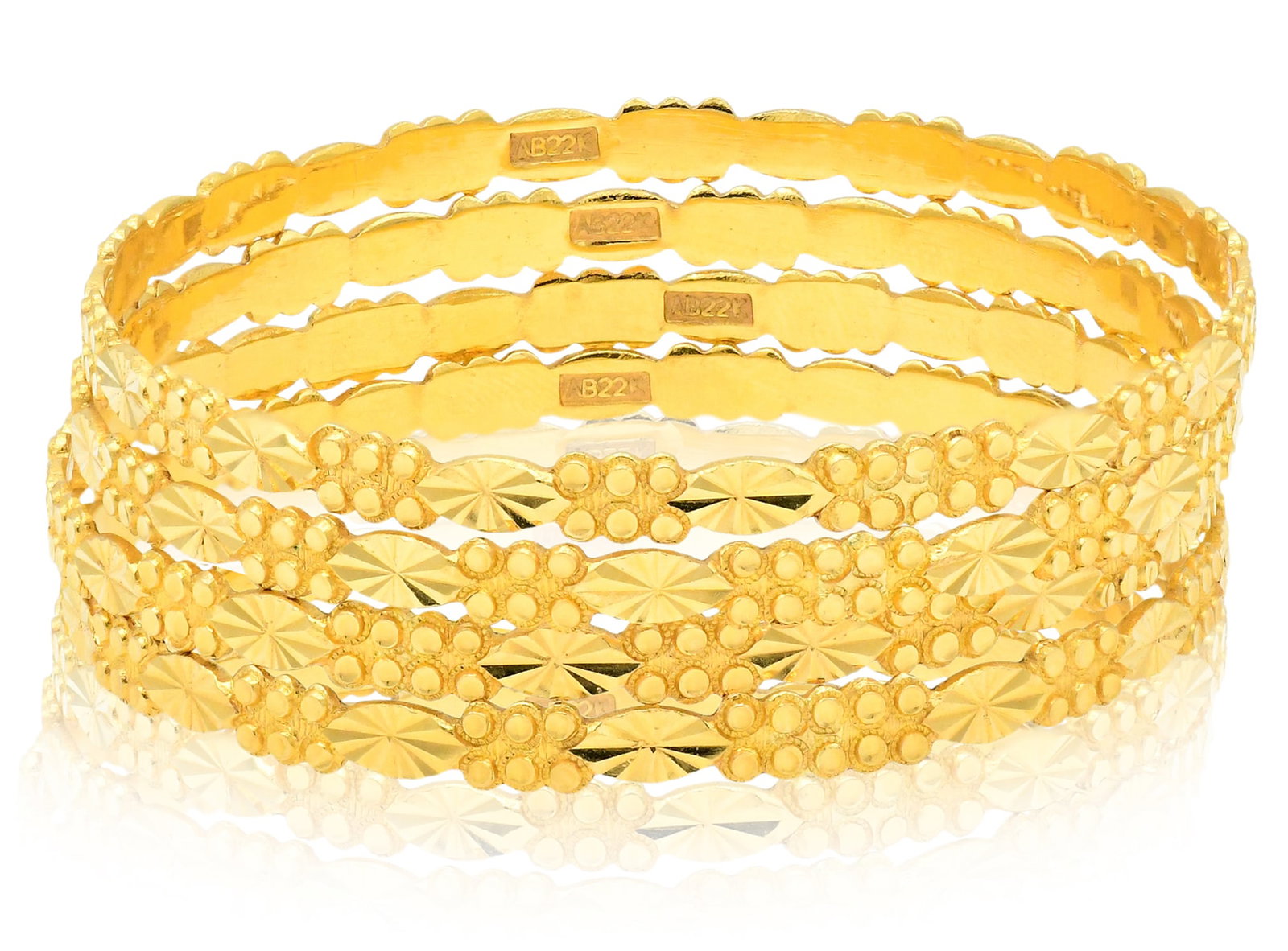 Four 22K Yellow Gold Stacking Bangles (1 of 4)