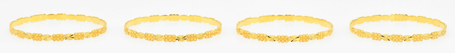 Four 22K Yellow Gold Stacking Bangles - 4