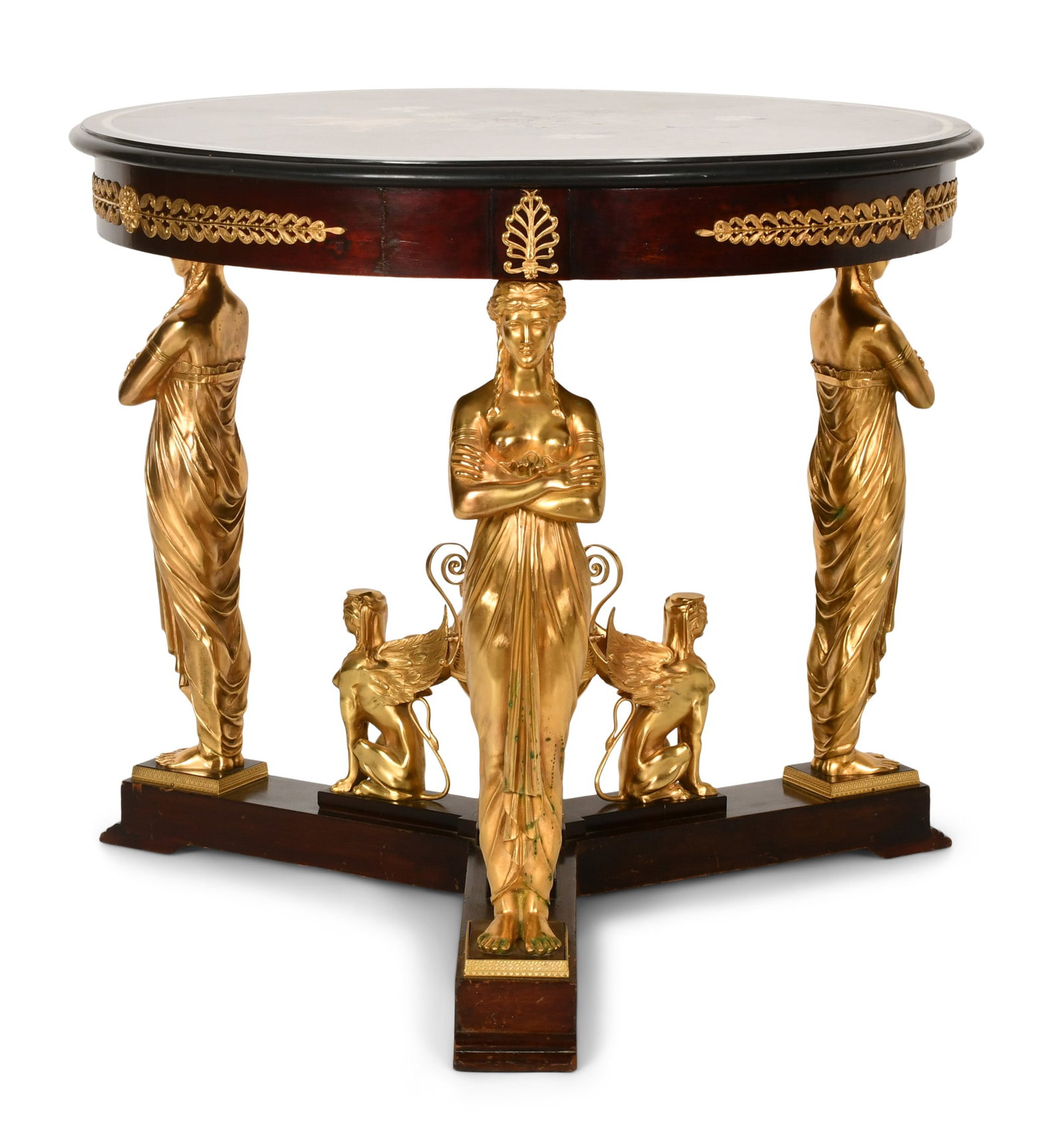 French Empire Style Gilt Bronze, Pietra Dura & Mahogany Center Table (1 of 8)