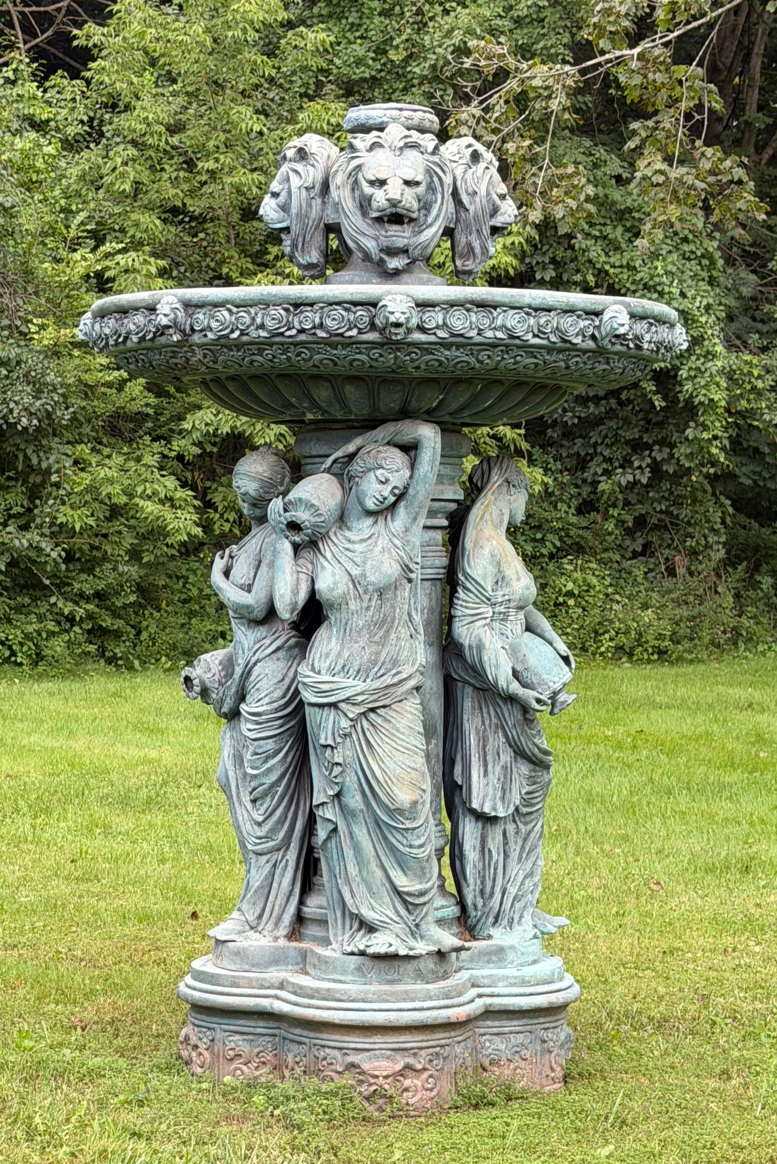 A Large Bronze Figural Fountain, Viola, Flora, Rebecca and Ruthca: A Large Bronze Figural Fountain, Viola, Flora, Rebecca and Ruthca 20th century 92 x 55 inches Provenance: Private Collection, New Jersey