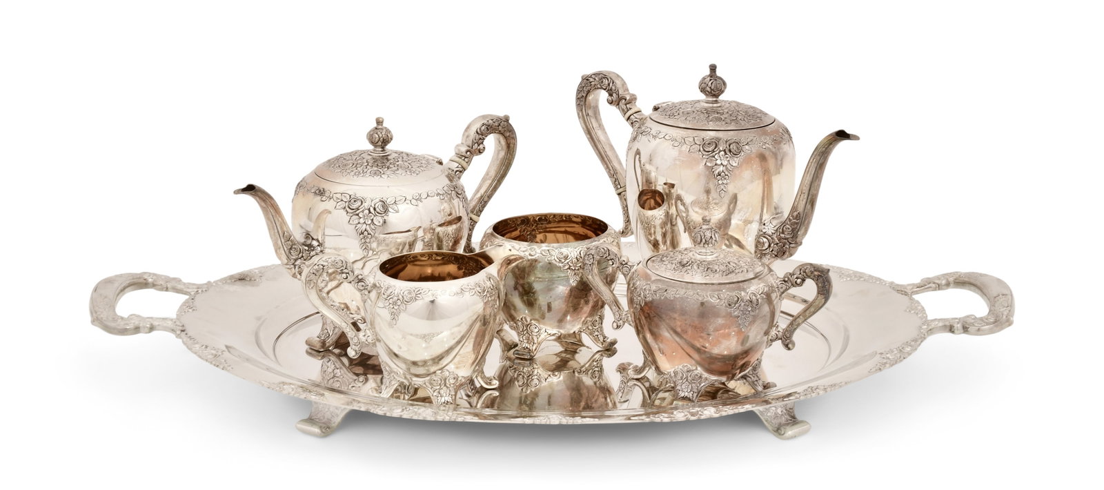 Wallace "Normandie" Sterling Silver Five-Piece Tea Set (1 of 9)