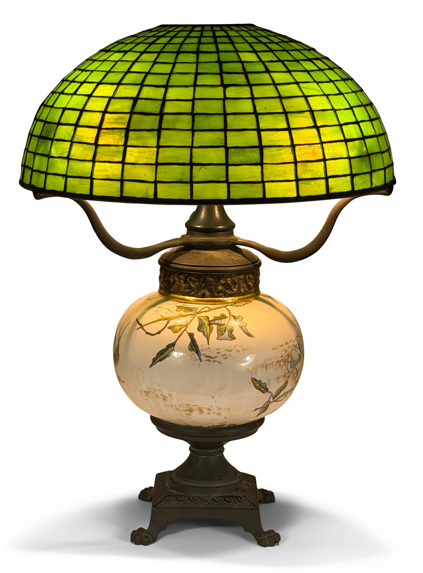 Tiffany Studios "Geometric" Table Lamp Shade with Associated Pottery Base (1 of 6)