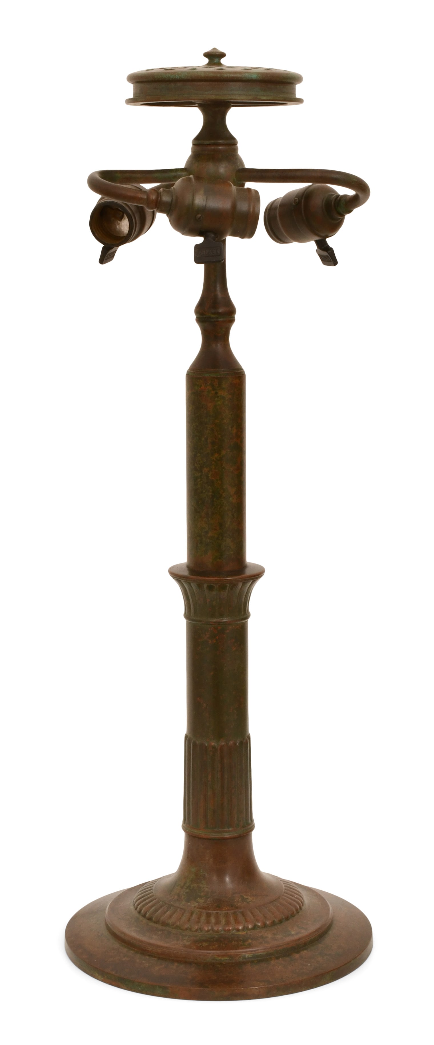 Tiffany Studios Table Lamp Base: Tiffany Studios Table Lamp Base circa 1910 patinated bronze impressed "Tiffany Studios, New York" 24 1/2 x 8 1/2 inches Provenance: Private Collection, Florida Other Notes: Fontaine's Auction Galle