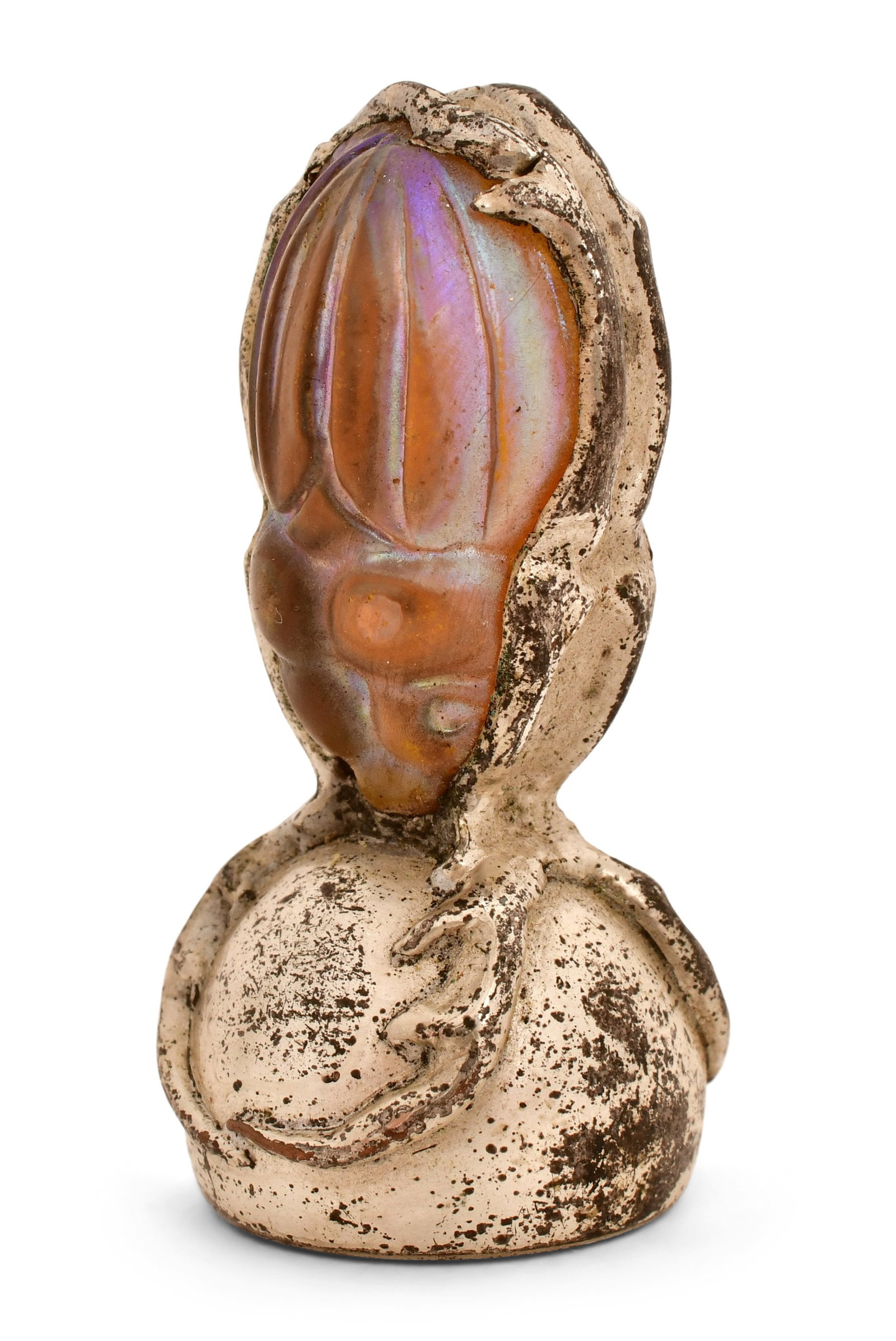 Tiffany Studios "Scarab" Wax Seal: Tiffany Studios "Scarab" Wax Seal circa 1900 favrile glass, silvered bronze 1 1/2 x 3/4 inches Provenance: Private Collection, New York Other Notes: Fontaine's Auction Gallery can arrange shipping