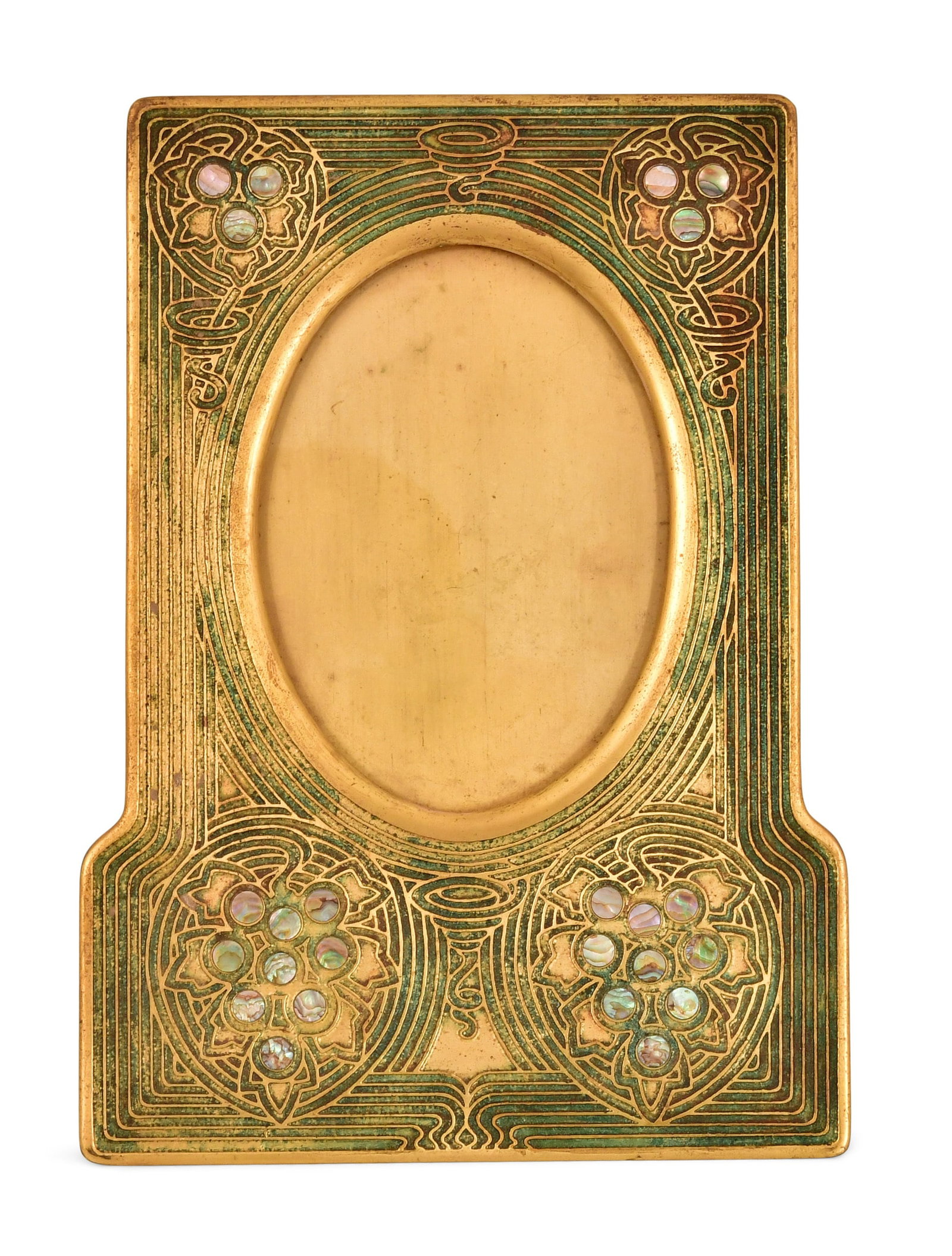 Tiffany Studios "Abalone" Picture Frame: Tiffany Studios "Abalone" Picture Frame circa 1915 gilt bronze, abalone inlay impressed "Tiffany Studios, New York, 1171" 10 1/4 x 7 1/2 inches Other Notes: Fontaine's Auction Gallery can arrange