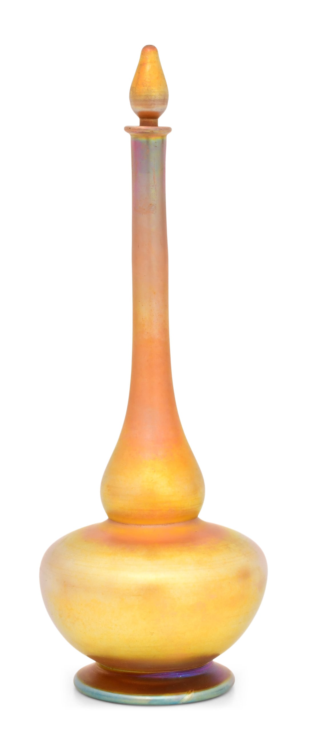 Tiffany Studios Favrile Glass Decanter: Tiffany Studios Decanter circa 1910 favrile glass engraved "L.C. Tiffany - Favrile, Inc." 13 x 4 1/2 inches Provenance: Private Collection, New York
