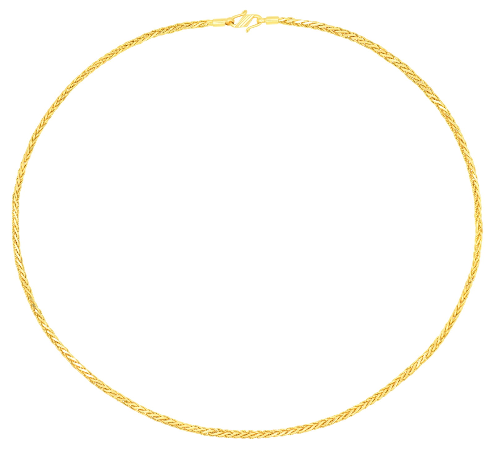 22K Yellow Gold Wheat Chain Necklace: 22K Yellow Gold Wheat Chain Necklace • 20 inches (length) • 19.5 dwt (total weight) Provenance: Private Collection, New Jersey Other Notes: Fontaine's Auction Gallery can arrange shipping