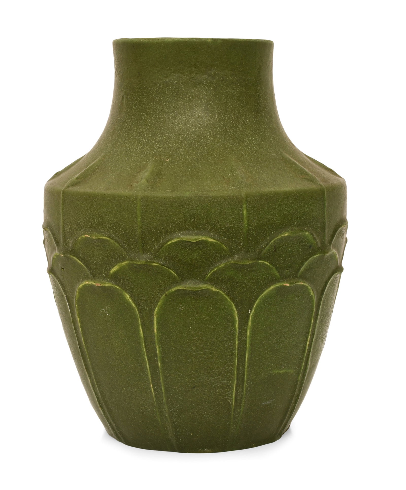 Grueby Pottery Vase with Leaf Decoration (1 of 4)