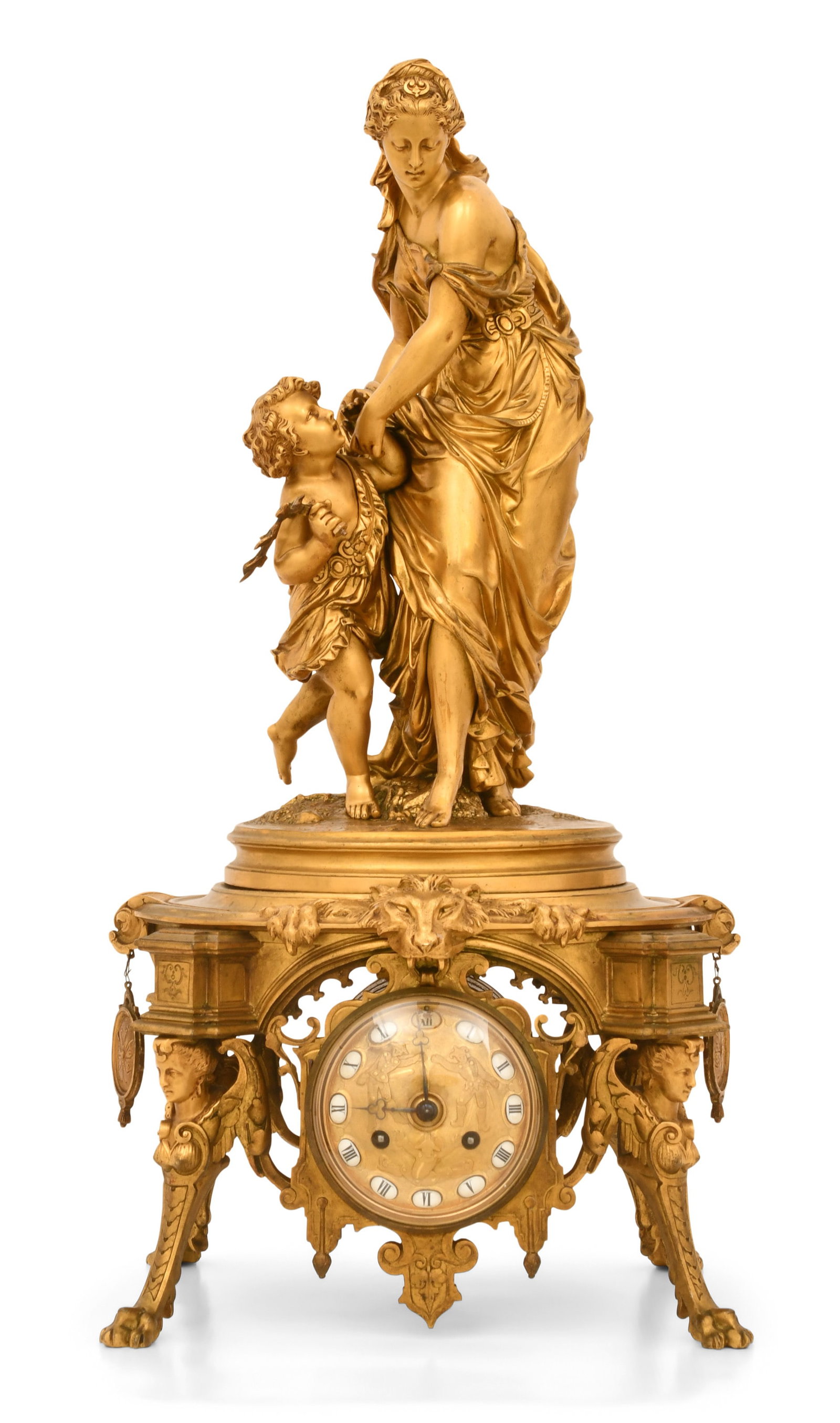 French Gilt Bronze Figural Clock, Antonin Mercier (French, 1845-1916) (1 of 10)