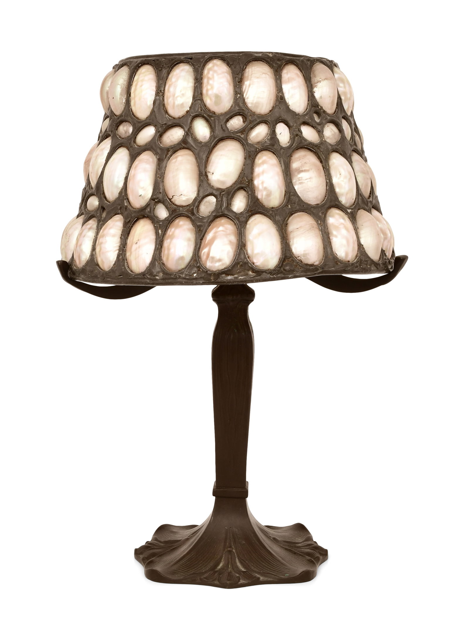 Art Nouveau Shell & Bronze Table Lamp: Art Nouveau Shell & Bronze Table Lamp early 20th century 19 x 12 inches