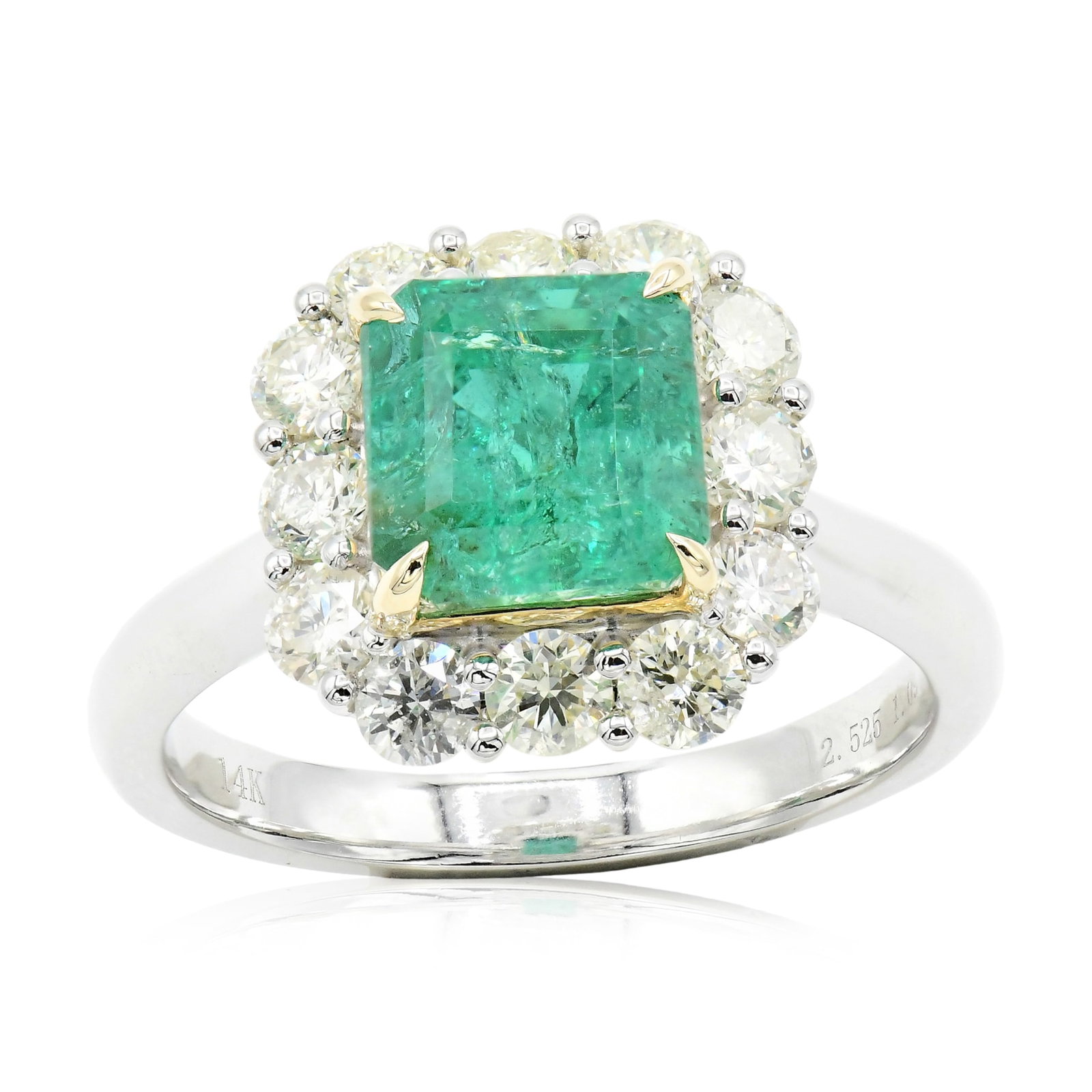 14K White Gold, 2.34 Carat Emerald & Diamond Ring (1 of 5)