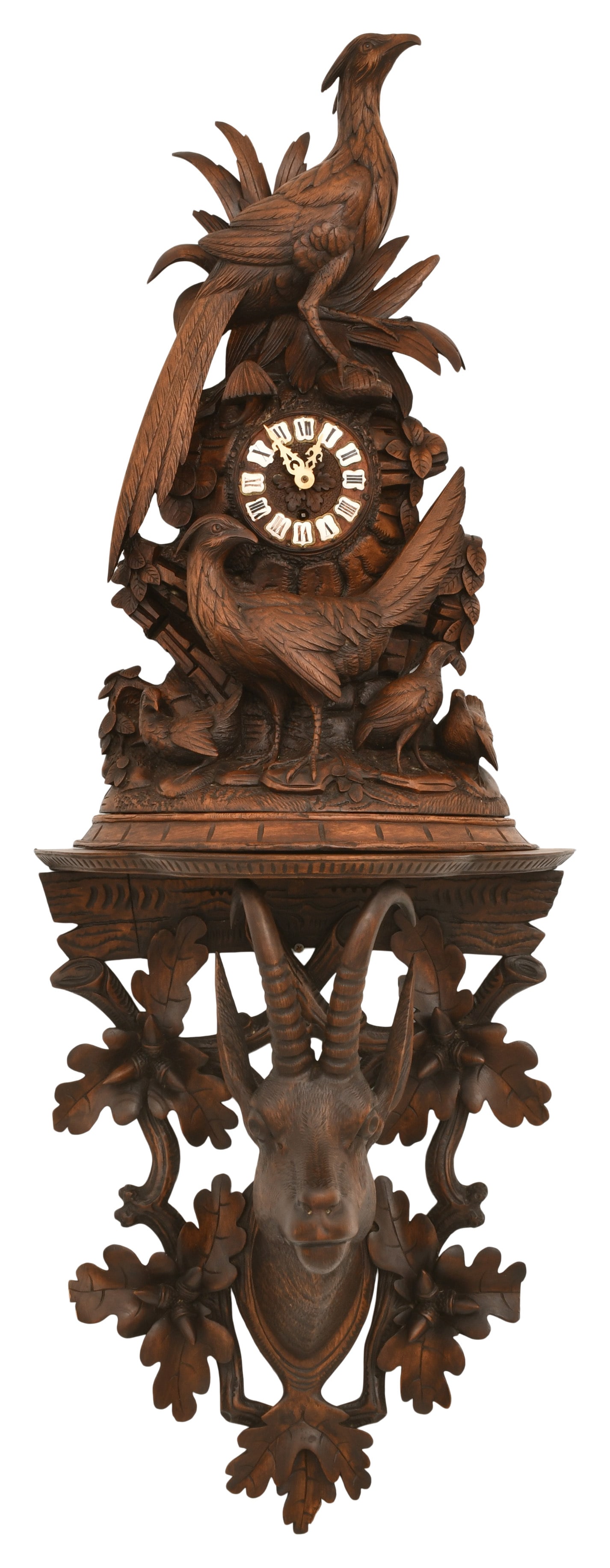Black Forest Carved Clock with Shelf (1 of 7)