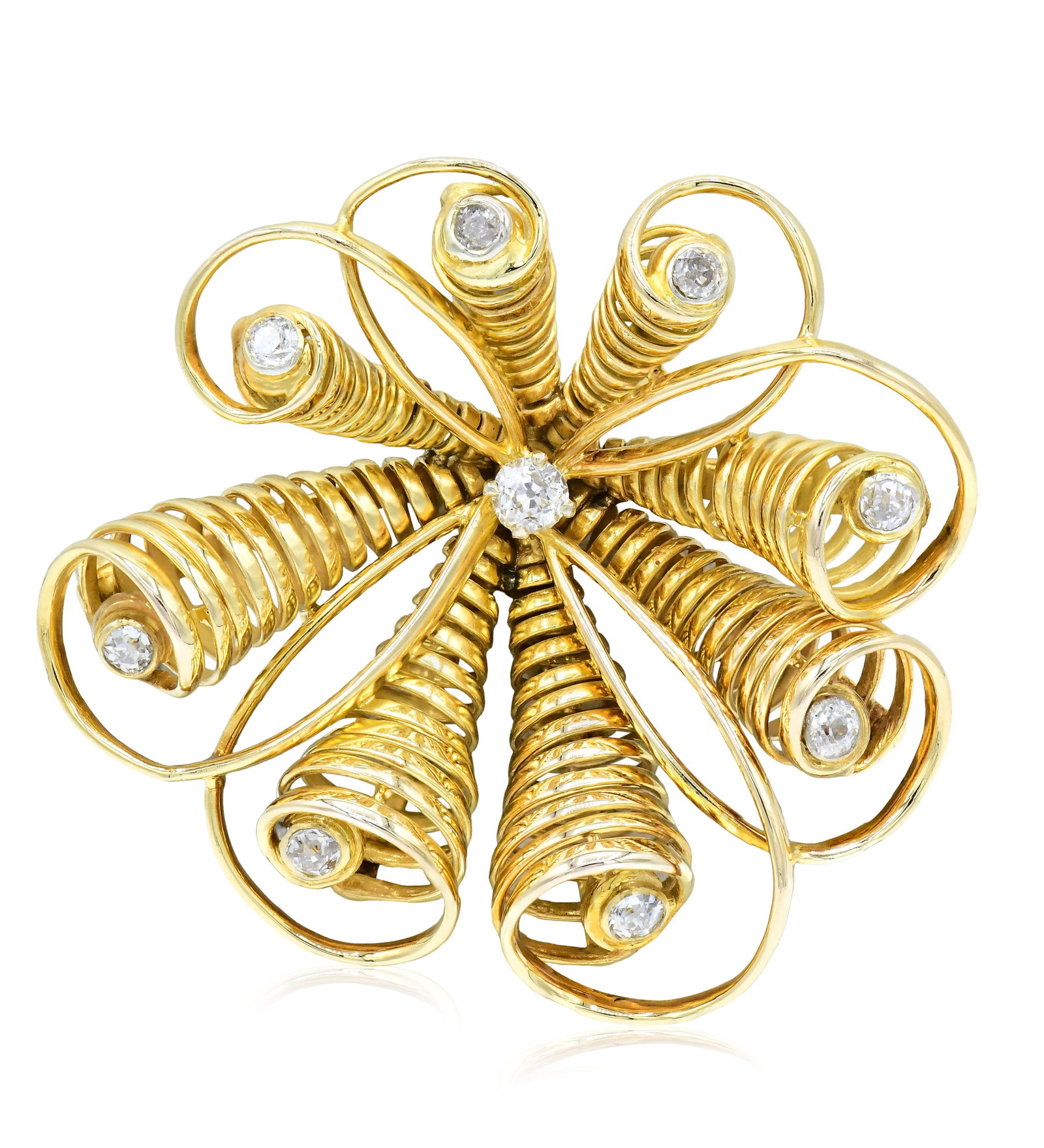 18K Yellow Gold & Diamond Brooch (1 of 3)