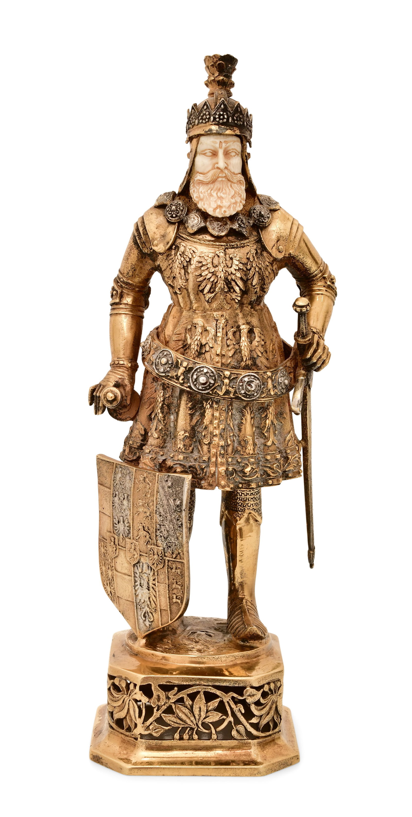 Continental Gilt Sterling Silver Figure of a King: Continental Gilt Sterling Silver Figure of a King marked "925" 9 1/2 x 2 1/2 inches 20.00 ozt. Other Notes: Fontaine's Auction Gallery can arrange shipping for this item (USA only).