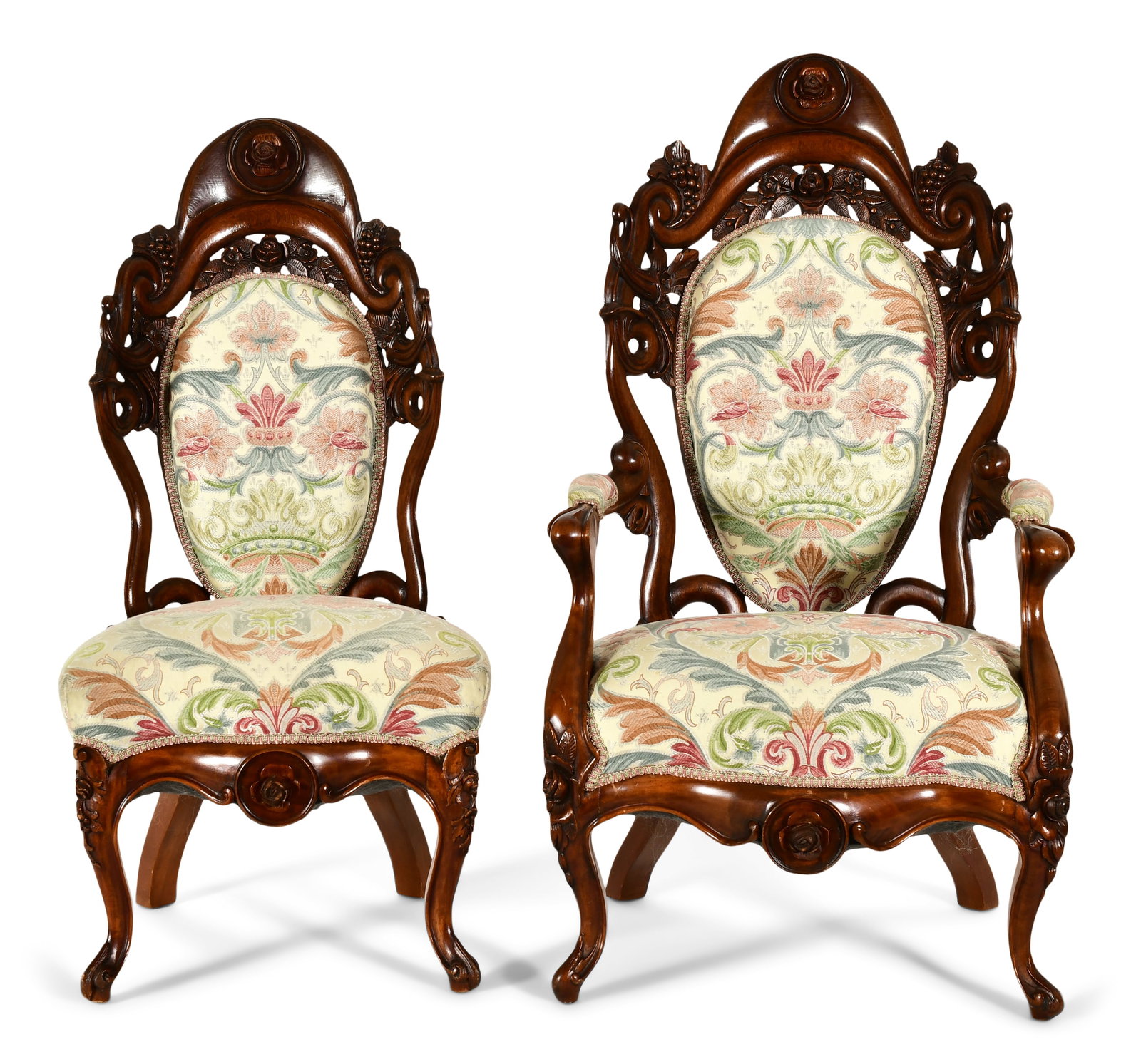John H. Belter (1804-1863), Armchair & Side Chair (1 of 4)