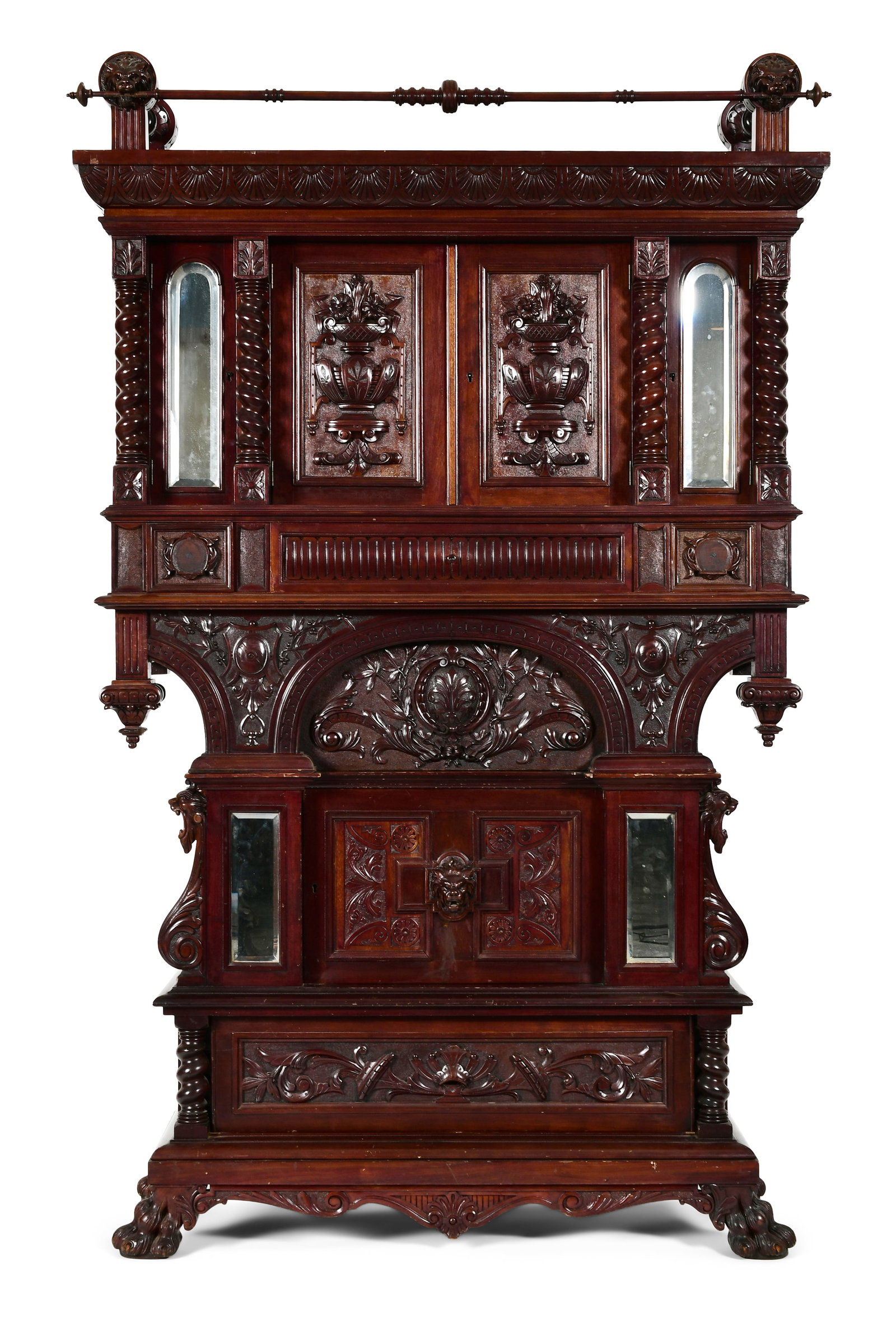 Attr. R.J. Horner & Co., Mahogany Figural Parlor Cabinet (1 of 7)