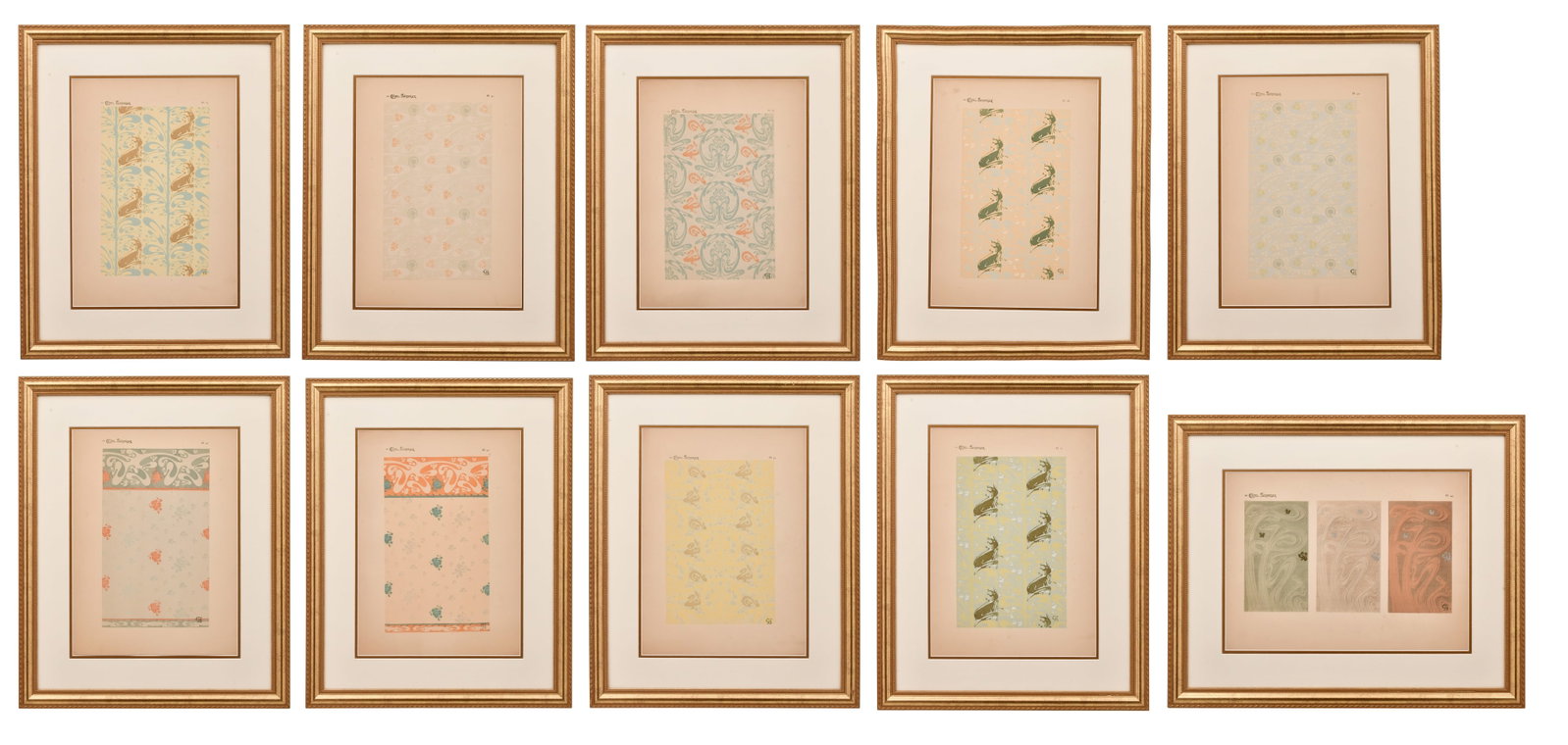 Hector Guimard (French, 1867-1942), Ten Le Castel Beranger Plates: Hector Guimard (French, 1867-1942), Ten Le Castel Beranger Plates 16 1/2 x 12 inches (sight) 24 1/2 x 19 1/2 inches (frame) Provenance: Private Collection, New York