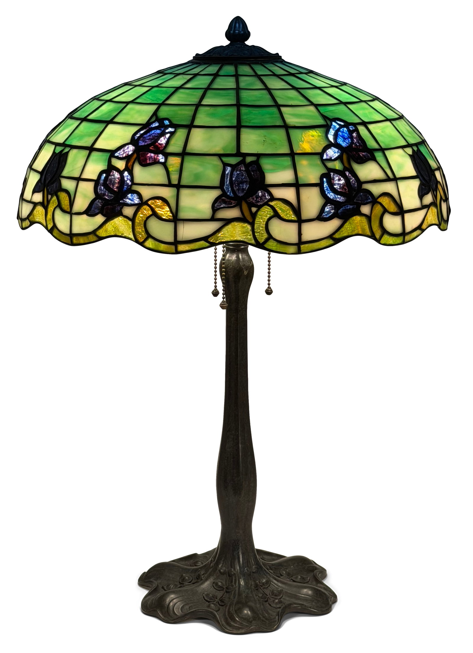 R. Williamson & Co. "Iris" Table Lamp: R. Williamson & Co. "Iris" Table Lamp early 20th century leaded glass, patinated bronze 25 x 18 inches Provenance: Property from a Massachusetts Collector