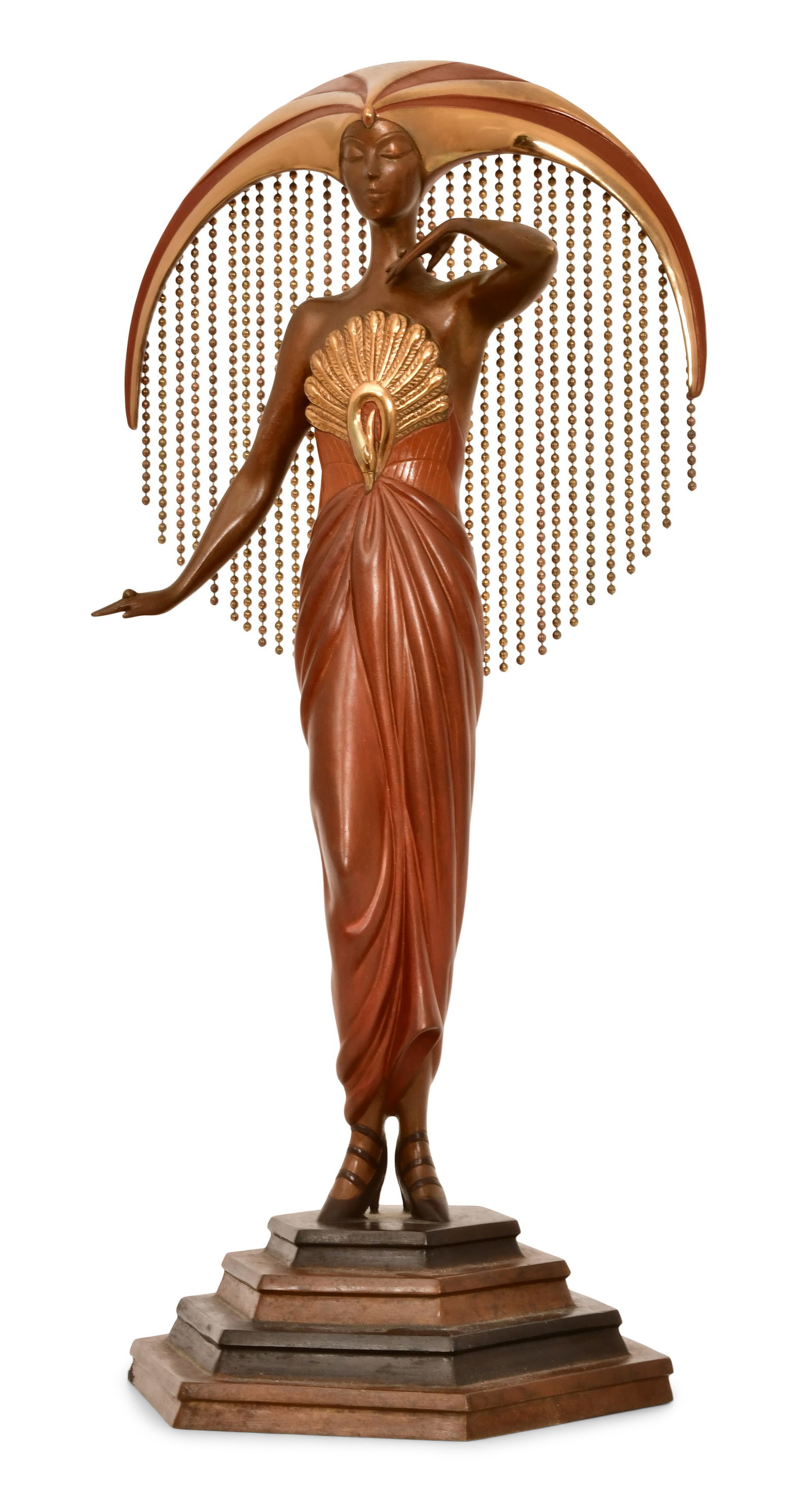 Erté (Russian/French, 1892-1990), "La Soleil": Erté (Romain de Tirtoff) (Russian/French, 1892-1990) "La Soleil" polychrome bronze signed "Erté" and marked "281/300, M, RKP, Int. Corp., 1980" 18 x 8 x 6 1/2 inches Provenance: Property fro