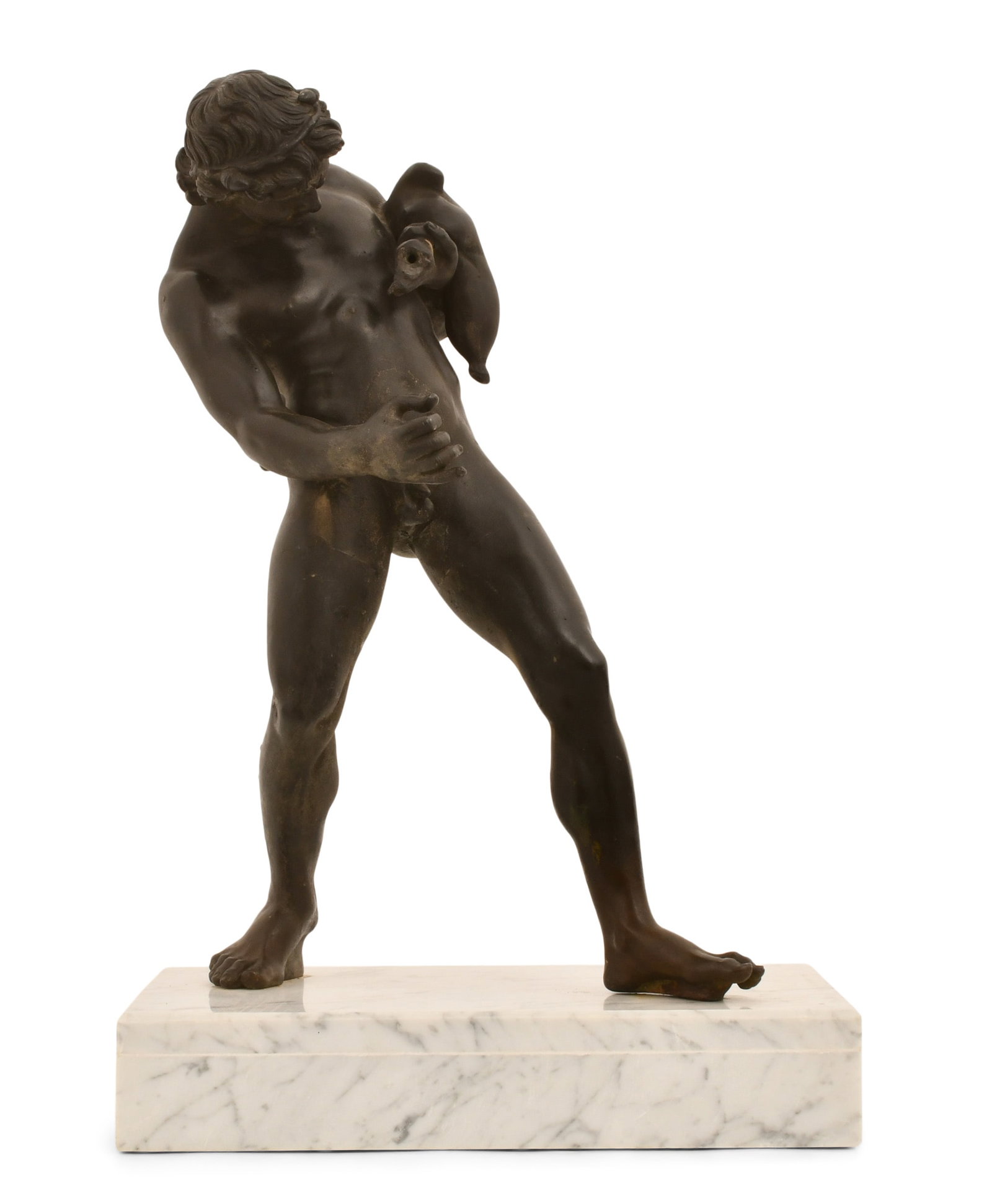 Grand Tour Bronze Sculpture of a Faun with Wineskin: Grand Tour Bronze Sculpture of a Faun with Wineskin 19th century 20 1/2 x 15 x 10 1/2 inches Provenance: Private Collection, Florida