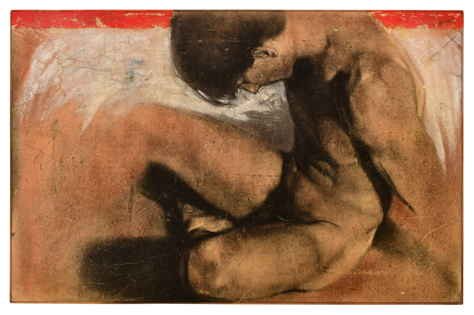 Maurizio Bonfanti (Italian, b. 1952), "Nudo Mascaile" (2003): Maurizio Bonfanti (Italian, b. 1952) "Nudo Mascaile" (2003) oil on canvas signed, titled, dated and inscribed "verso) 36 x 56 inches Provenance: Private Collection, Florida
