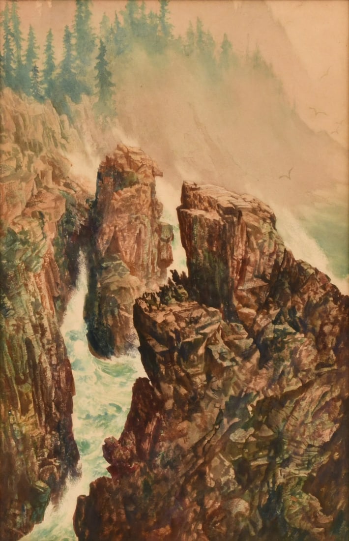 Rutherford Boyd (American, 1884-1951), Coastal Landscape: Rutherford Boyd (American, 1884-1951) Coastal Landscape watercolor signed and dated "Rutherford Boyd, 1941" (upper left) 21 1/2 x 13 3/4 inches (sight) 27 x 19 1/2 inches (frame)