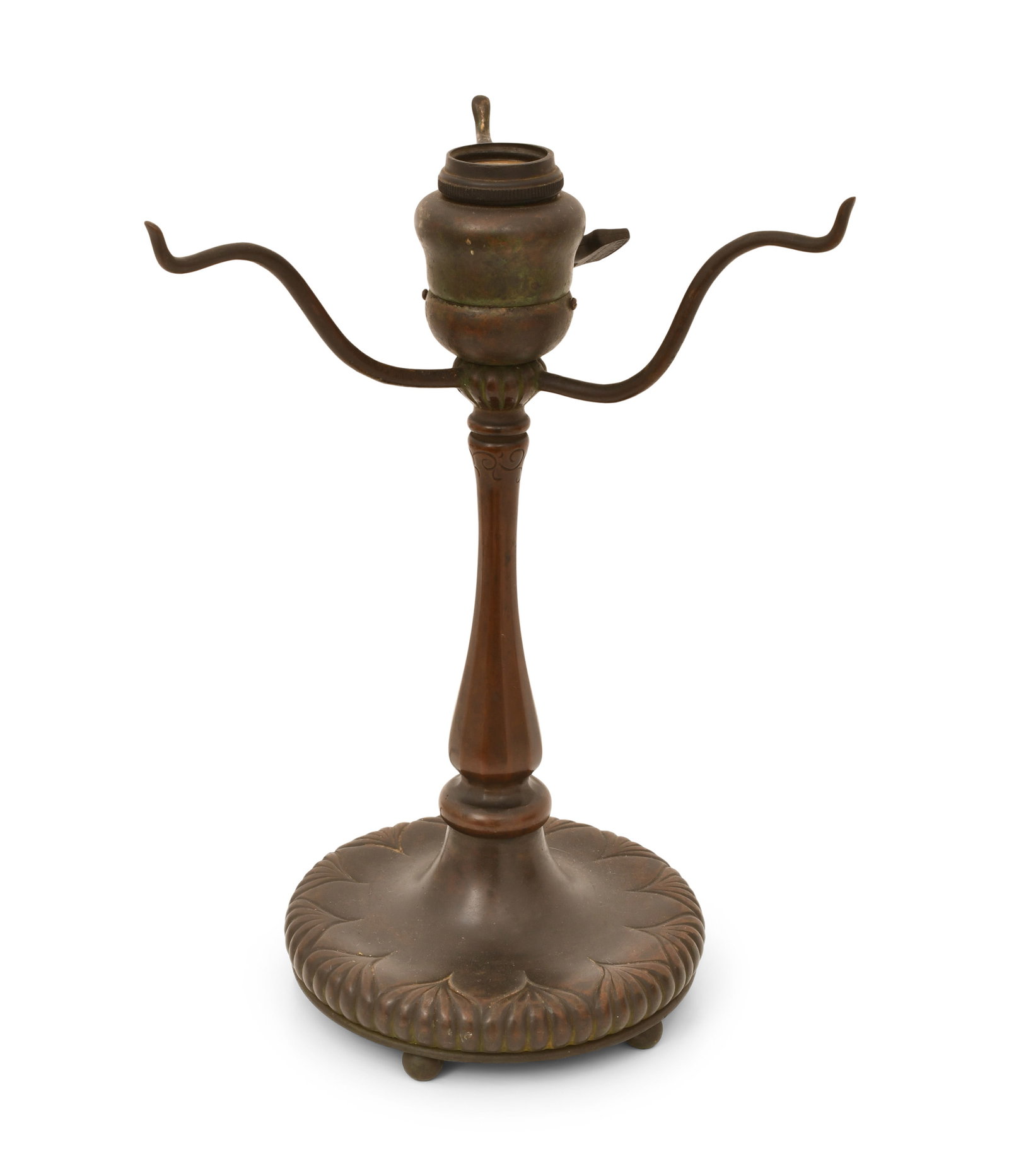Tiffany Studios Desk Lamp Base: Tiffany Studios Desk Lamp Base circa 1910 patinated bronze impressed "Tiffany Studios, New York, 254" 10 x 7 1/2 inches Provenance: Private Collection, Tennessee Other Notes: Fontaine's Auction Gal