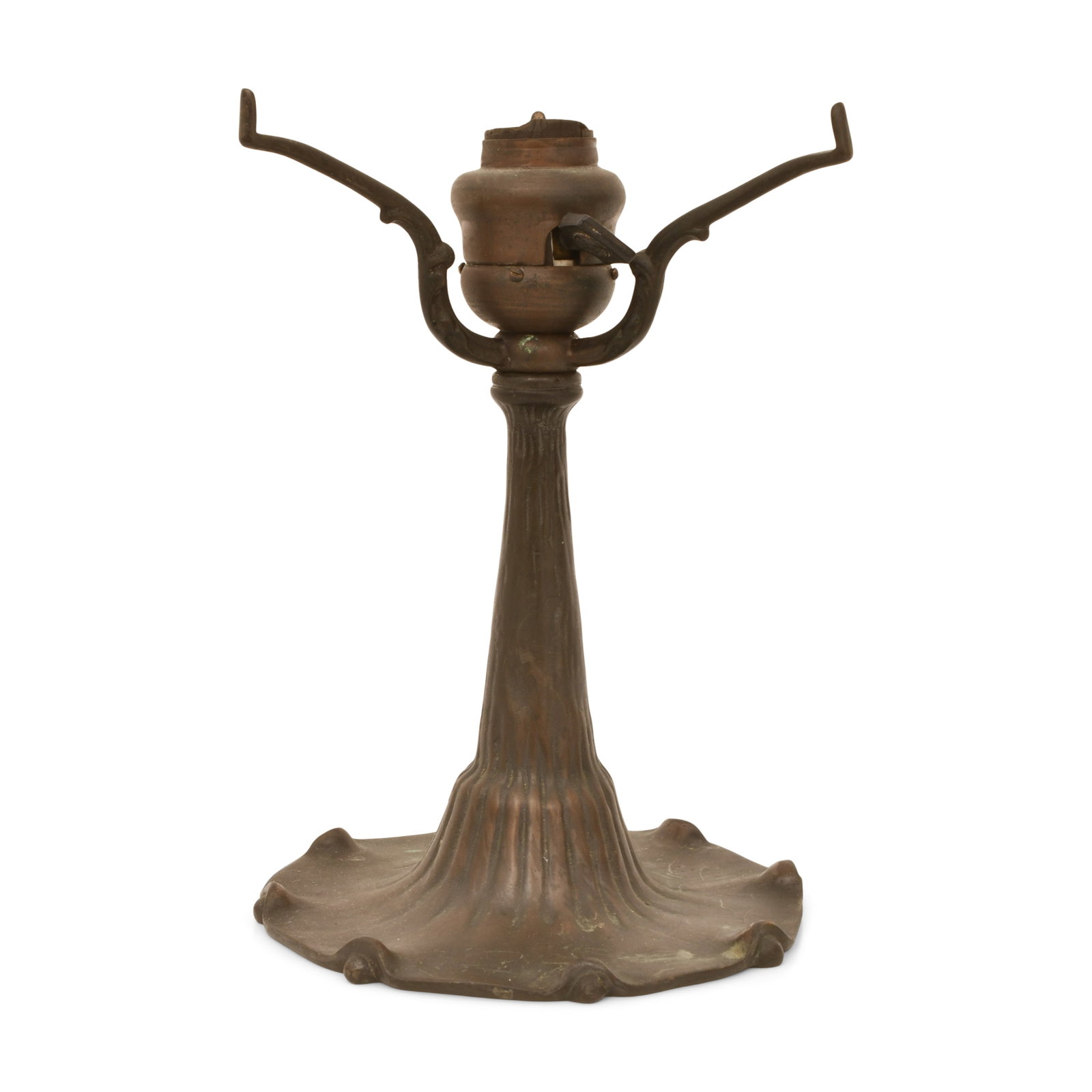 Tiffany Studios Desk Lamp Base: Tiffany Studios Desk Lamp Base circa 1910 patinated bronze impressed "Tiffany Studios, New York, 606" 9 x 6 inches Provenance: Private Collection, Tennessee Other Notes: Fontaine's Auction Gallery