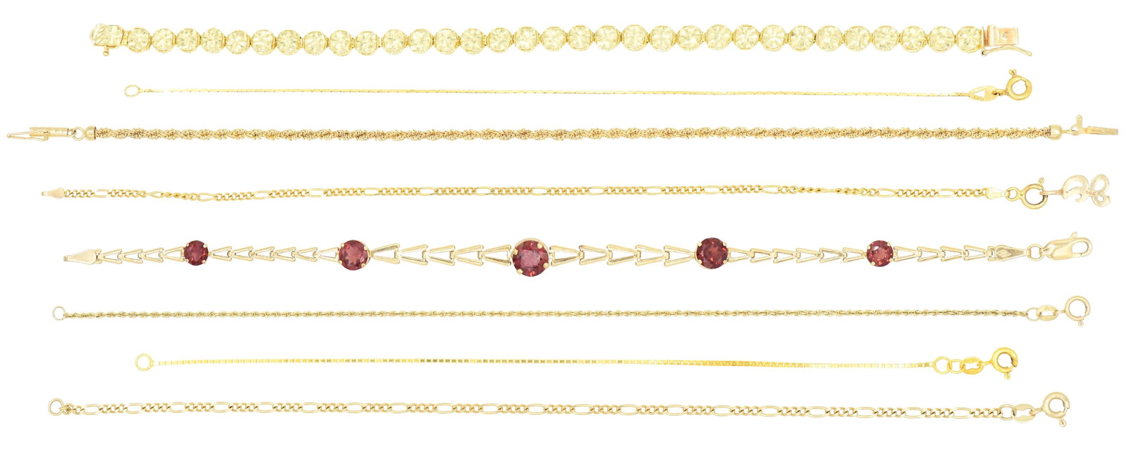 Group Of Eight 14K Yellow Gold Bracelets (1 of 2)