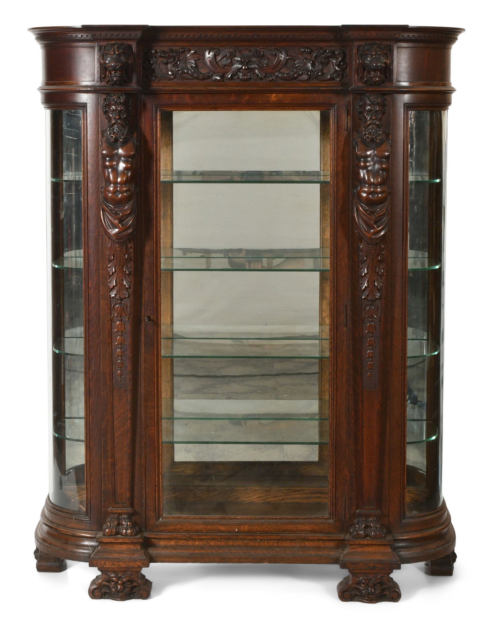 R.J. Horner & Co. Oak Figural China Cabinet (1 of 6)