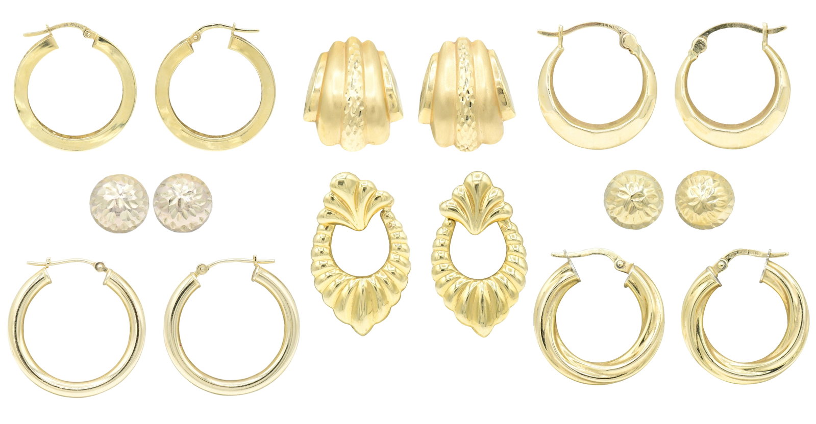 Eight Pairs Of 18K Gold Earrings (1 of 10)