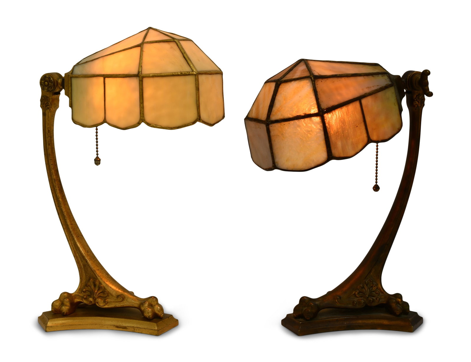 Duffner & Kimberly, Two Desk Lamps: Duffner & Kimberly (New York, est. 1905) Two Desk Lamps circa 1910 leaded glass, gilt bronze 15 x 10 x 6 inches Provenance: Important Private Collection