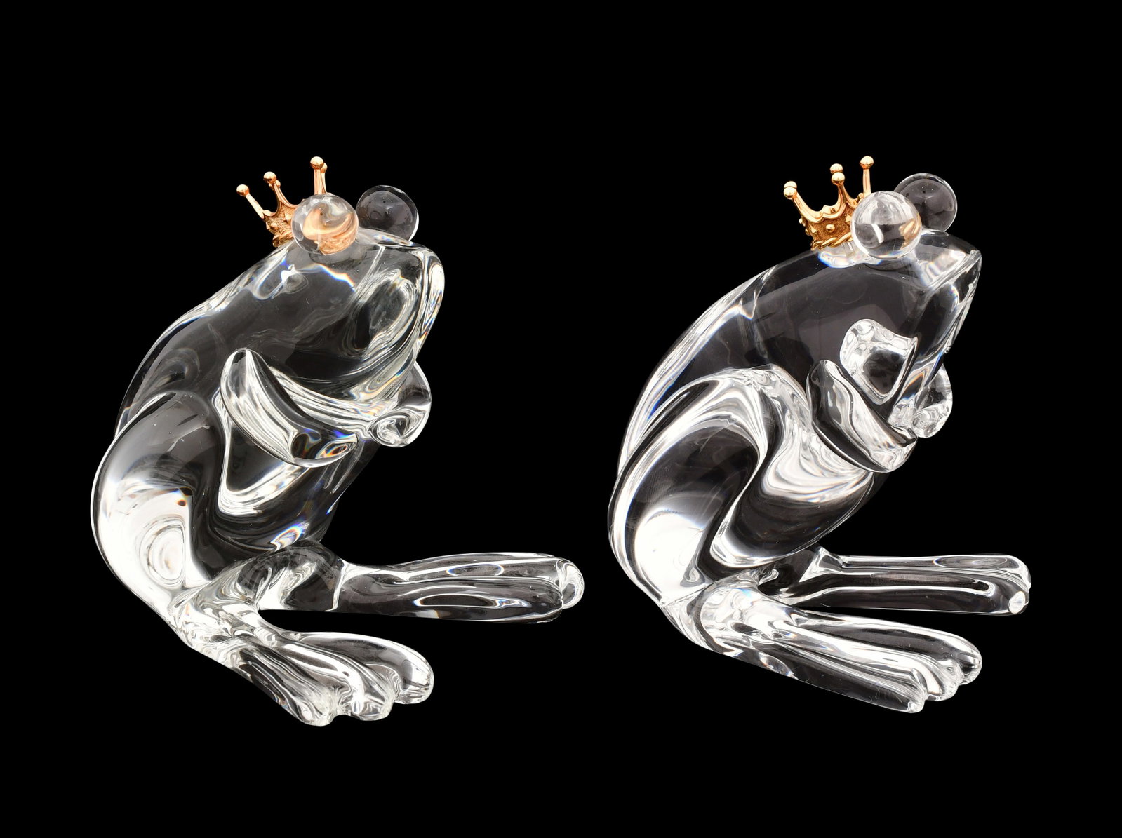 Two Steuben Glass & 18K Gold "Frog Prince" Figurines (1 of 11)