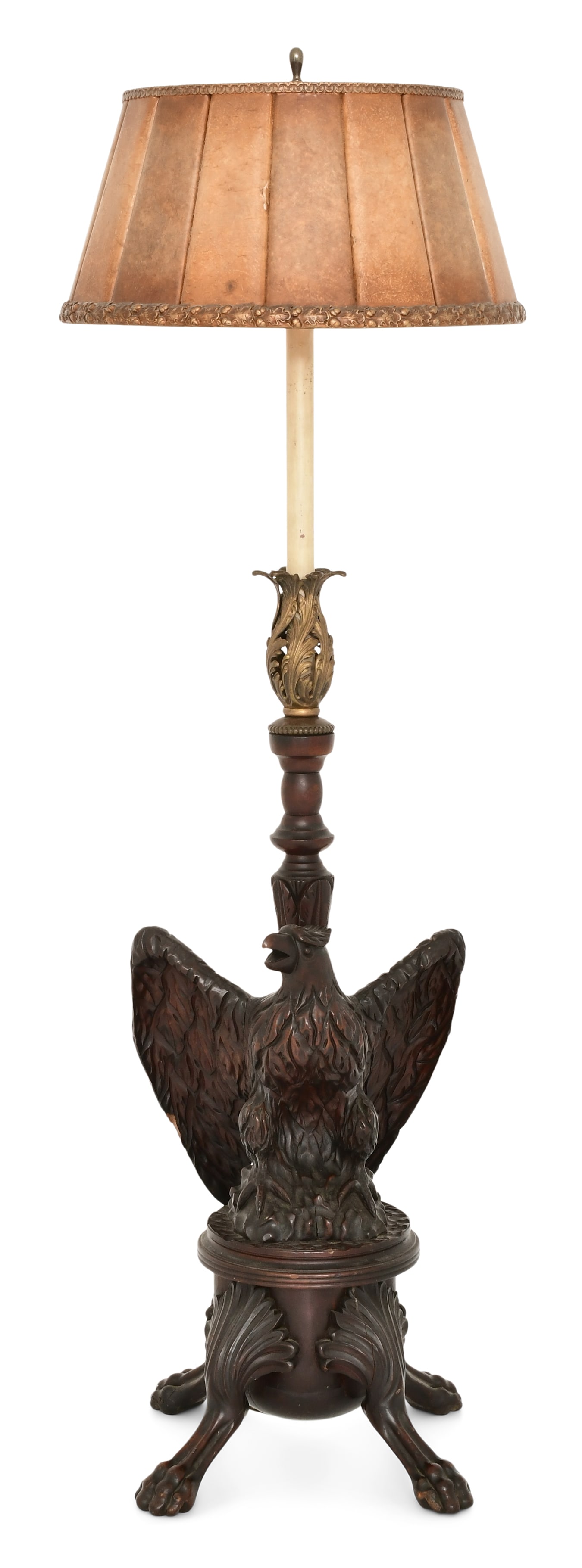 American Carved Mahogany & Bronze Eagle-Form Floor Lamp: American Carved Mahogany & Bronze Eagle-Form Floor Lamp late 19th century 62 x 19 1/2 inches Provenance: Property from a Northeast Collector