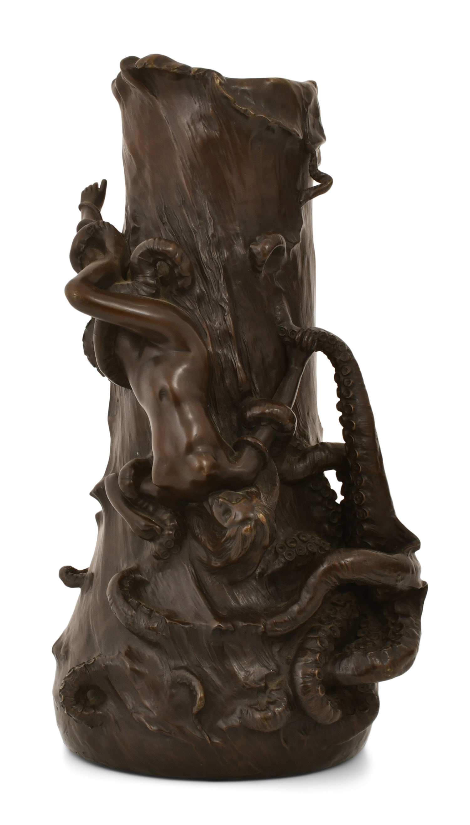 Carl Kauba (Austrian, 1865-1922), Art Nouveau Vase with Octopus & Nude Female: Carl Kauba (Austrian, 1865-1922) Art Nouveau Vase with Octopus & Nude Female patinated bronze signed "C. Kauba" 18 x 9 1/2 inches Provenance: The Estate of Steve Hohener, North Carolina