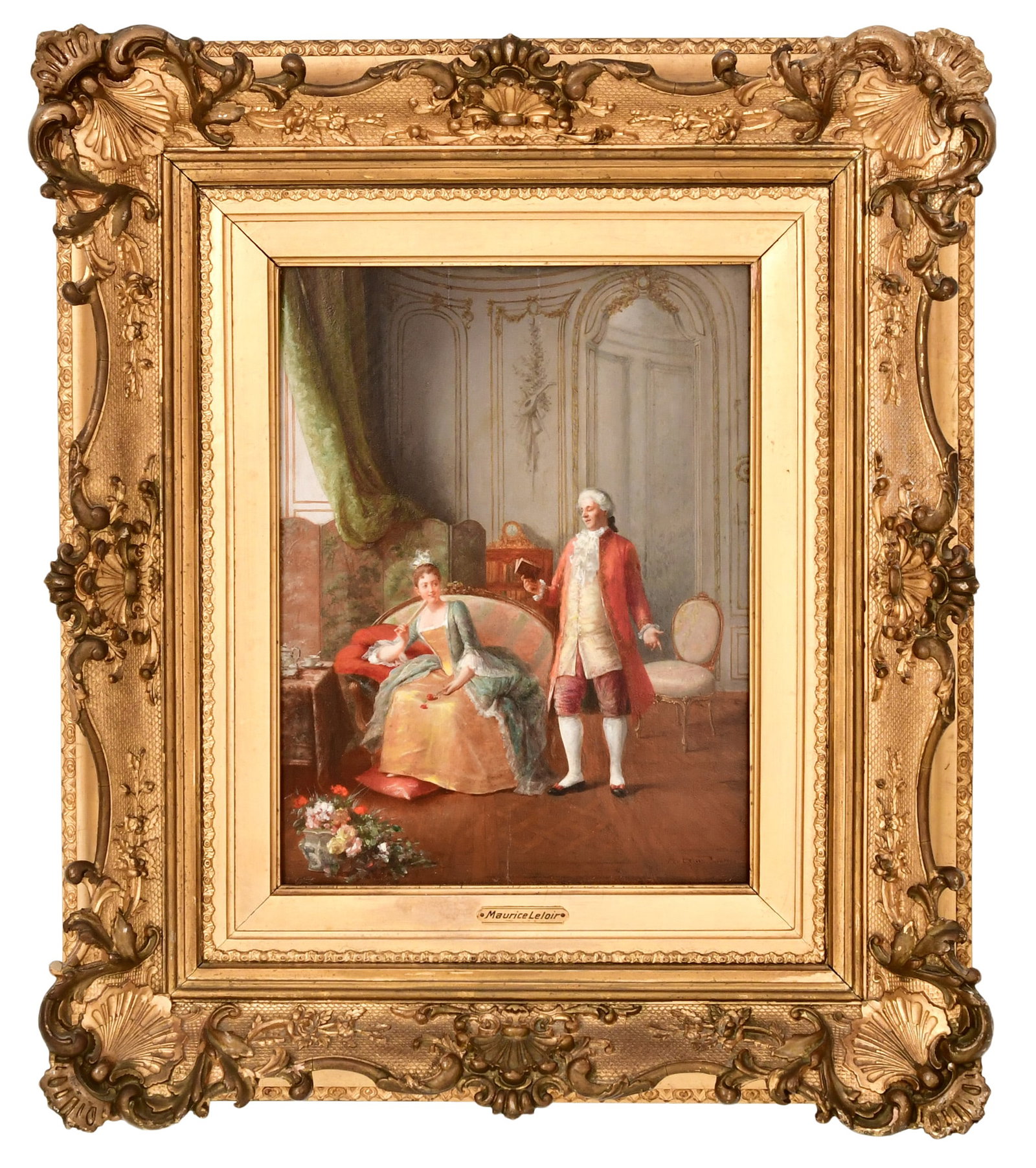 Maurice Leloir (French, 1853-1940), Interior Scene: Maurice Leloir (French, 1853-1940) Interior Scene oil on panel signed, dated and inscribed "M. Leloir, Paris, 1894" (lower right); and with label from Nicholas M. Acquavella Galleries, New York 13 1/2