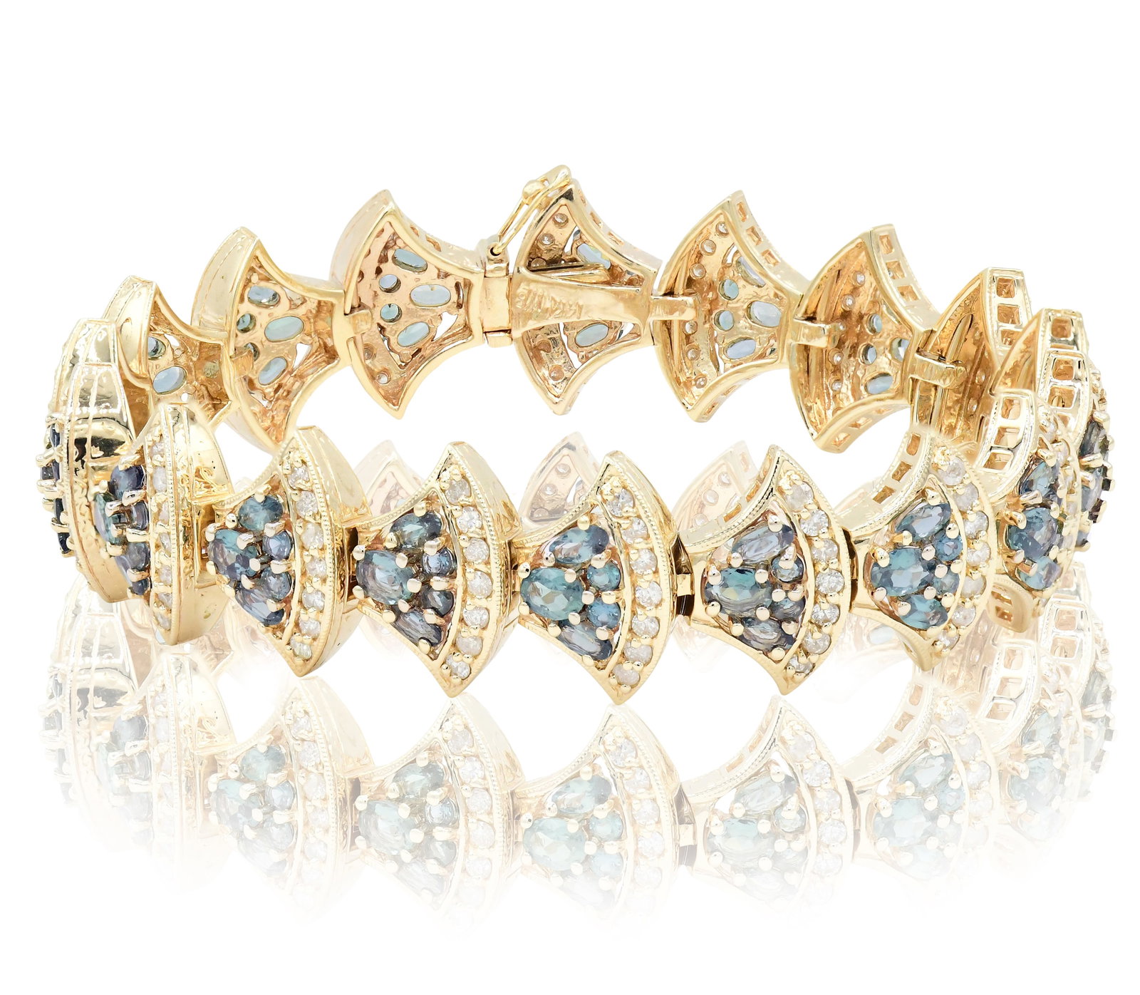 14K Yellow Gold, Alexandrite & Diamond Link Bracelet (1 of 4)