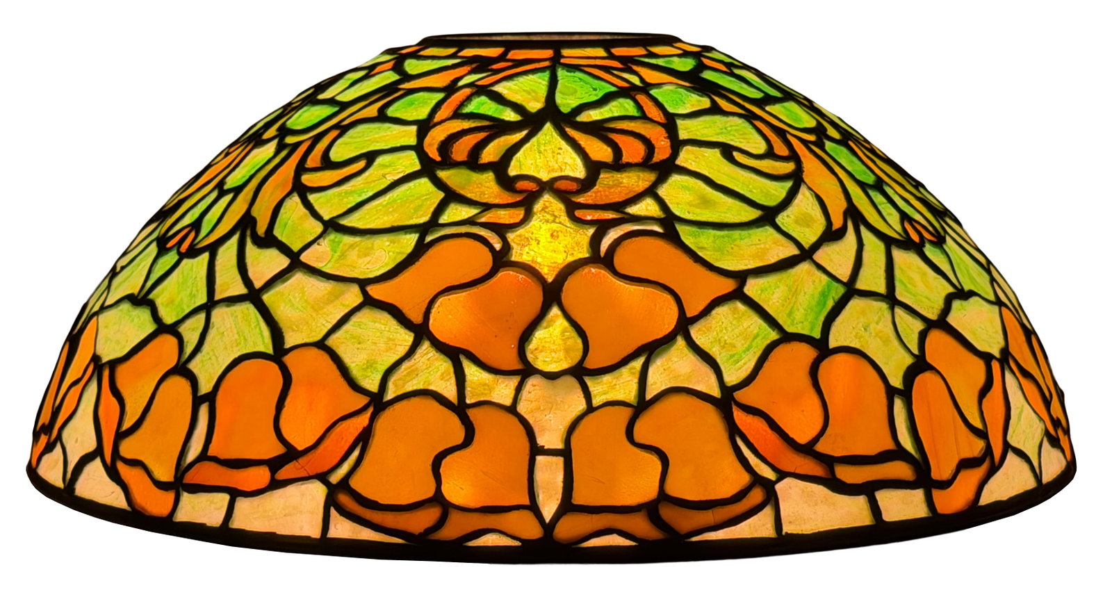 Tiffany Studios "Bellflower" Table Lamp Shade: Tiffany Studios "Bellflower" Table Lamp Shade circa 1905 leaded glass, patinated bronze impressed "Tiffany Studios, New York" 16 in. diameter Provenance: Private Collection, Connecticut