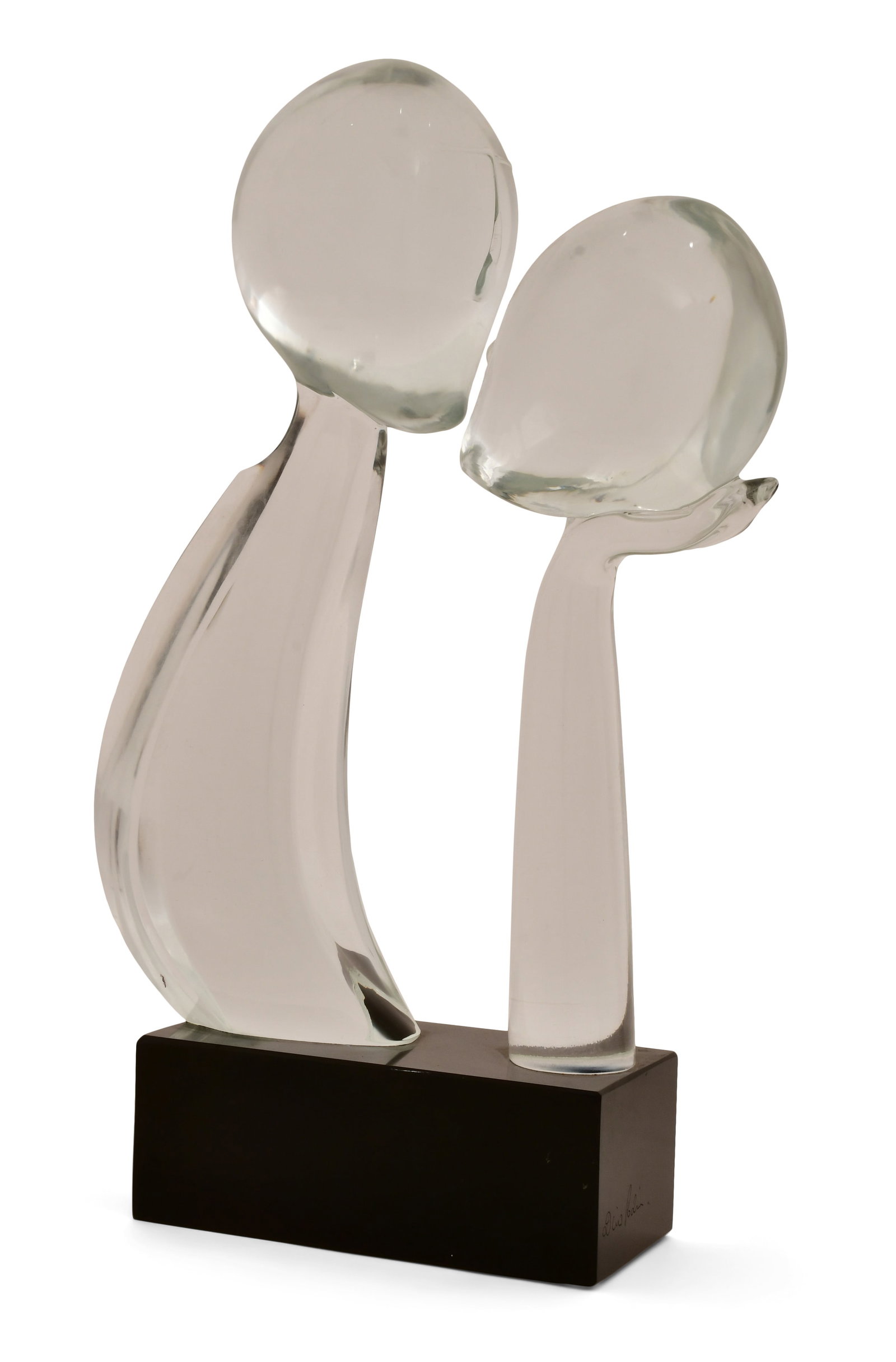 Dino Rosin (Italian, b. 1948), "The Kiss": Dino Rosin (Italian, b. 1948) "The Kiss" glass sculpture signed "Dino Rosin" 24 1/2 x 15 x 5 1/4 inches Provenance: Private Collection, New York