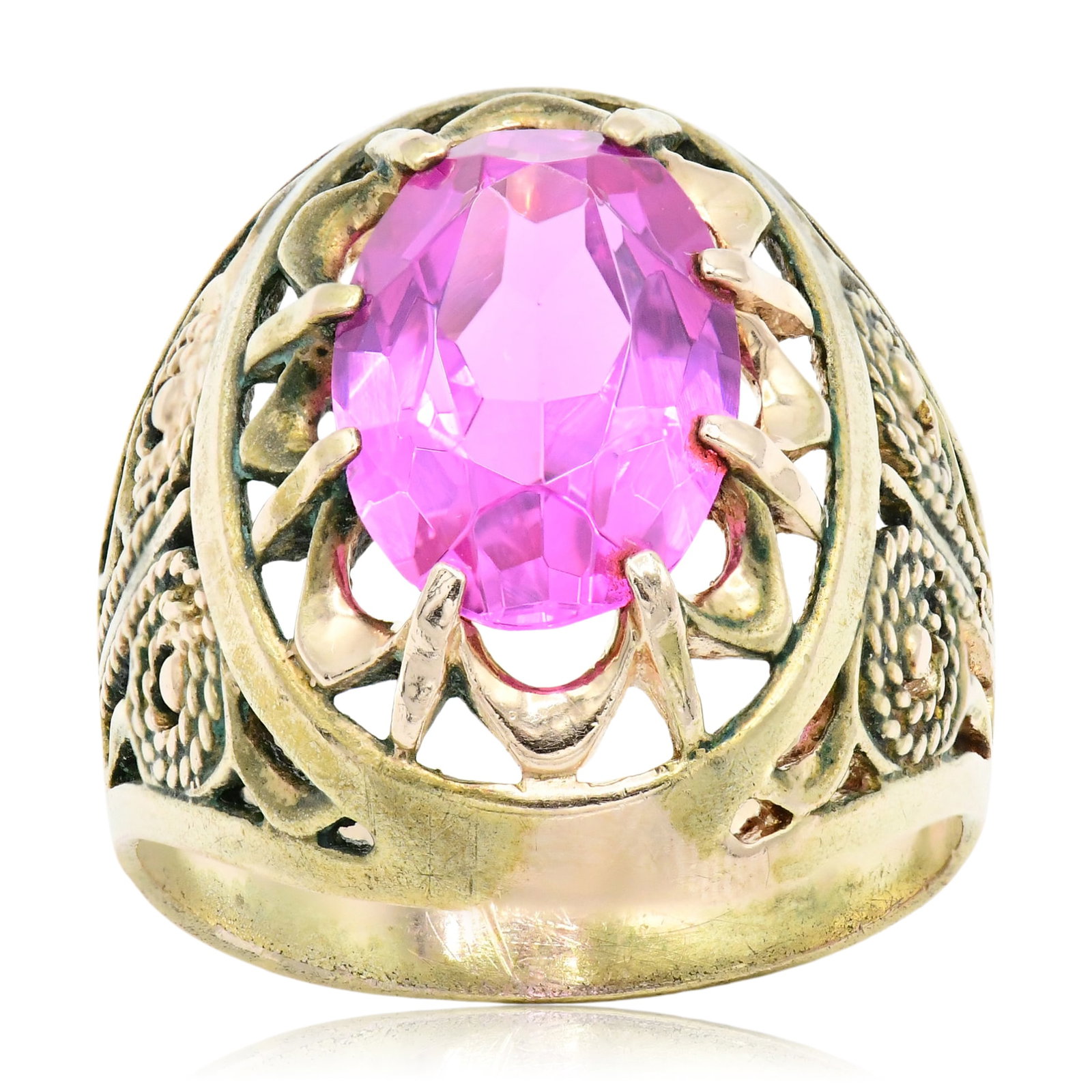 14K Yellow Gold & Rubellite Russian Ring (1 of 6)