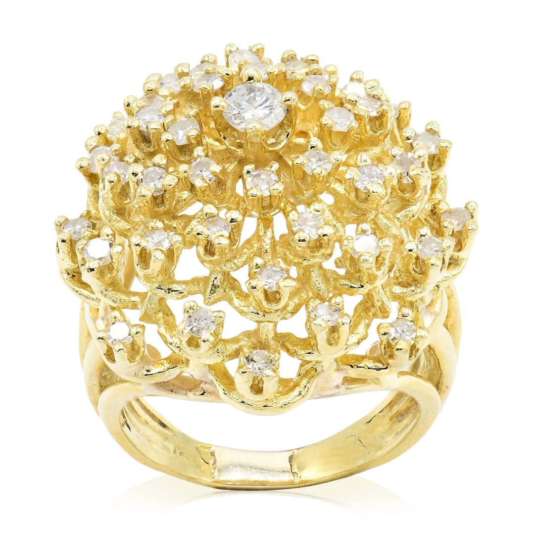14K Yellow Gold & Diamond Cluster Ring (1 of 5)
