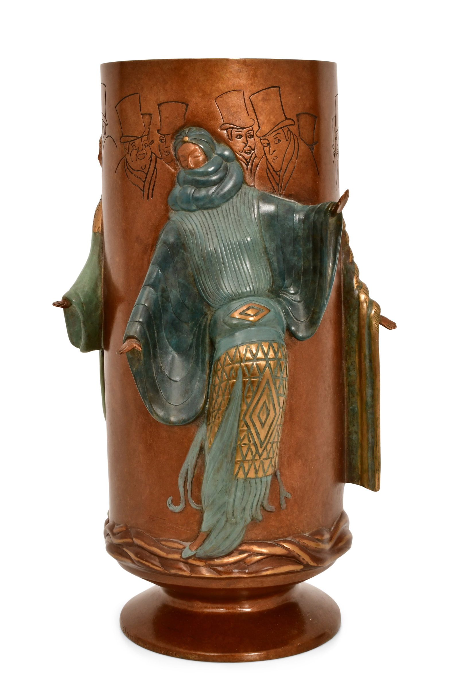 Erté (Russian/French, 1892-1990), "Fantasy" Vase: Erté (Romain de Tirtoff) (Russian/French, 1892-1990) "Fantasy" Vase polychrome bronze signed "Erté" and stamped "1985, Conker, 275/275" 14 x 8 inches Provenance: Property from a Northeast Co