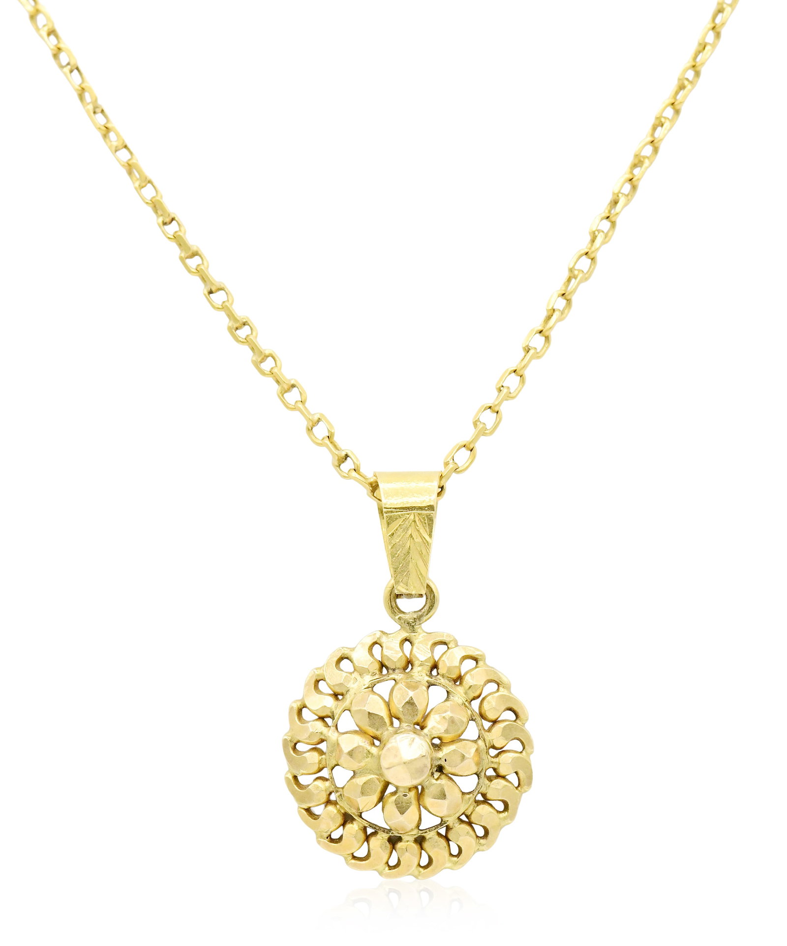 22K Yellow Gold Floral Pendant Necklace (1 of 4)