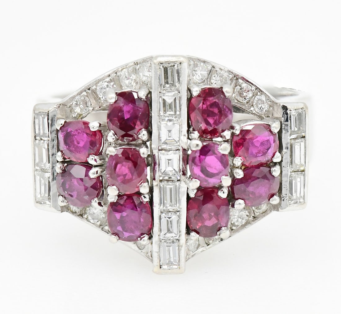 14K White Gold, Diamond & Ruby Ring - 2