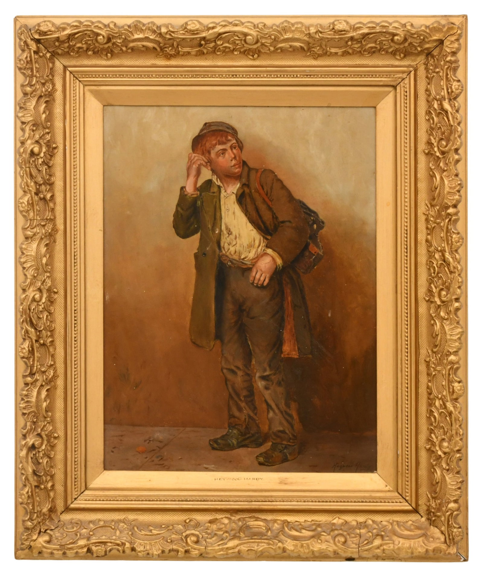 Heywood Hardy (English, 1843-1933), Portrait of a Street Urchin: Heywood Hardy (English, 1843-1933) Portrait of a Street Urchin oil on canvas signed "Heywood Hardy" (lower right) 16 x 12 inches (canvas) 23 x 19 inches (frame) Provenance: Private Collection, New