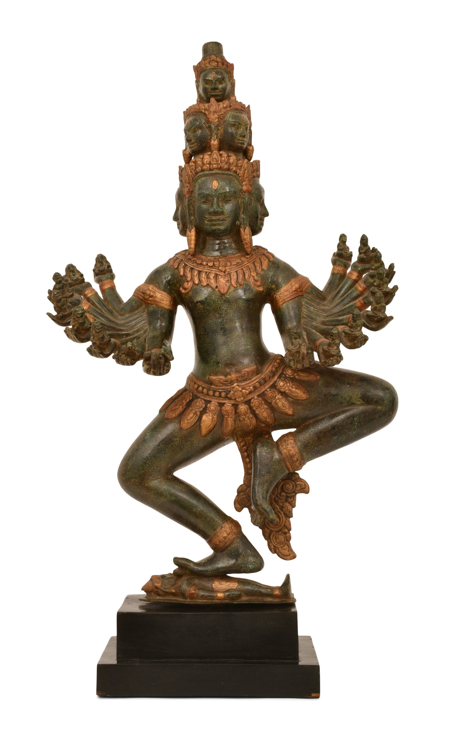 Khmer Bronze Figure of a Dancing Hevajra with Eight Heads and Sixteen Arms: Khmer Bronze Figure of a Dancing Hevajra with Eight Heads and Sixteen Arms 34 1/2 x 19 x 9 inches Provenance: Private Collection, New York