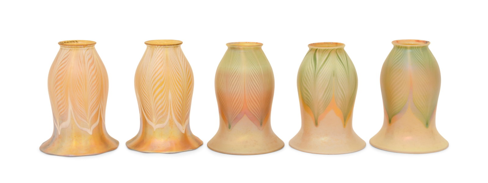 Five Quezal Art Glass "Pulled Feather" Shades (1 of 5)