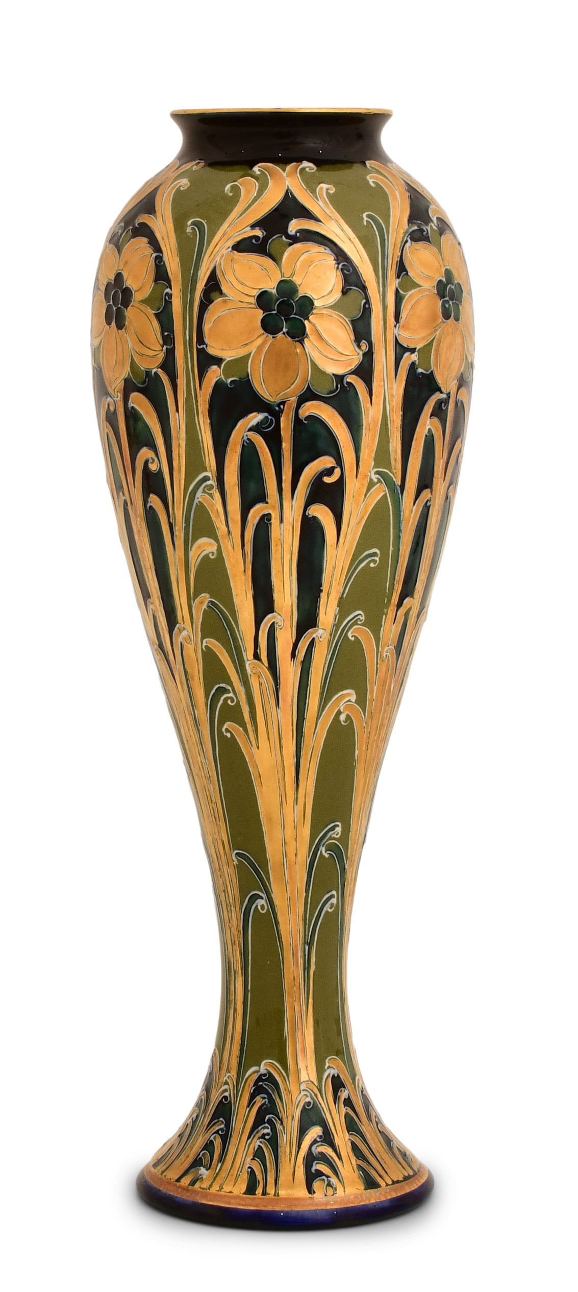 Moorcroft / Macintyre Burslem Floral Pottery Vase: Moorcroft / Macintyre Burslem Floral Pottery Vase early 20th century signed to the underside 11 3/4 x 4 inches Provenance: Private Collection, Connecticut